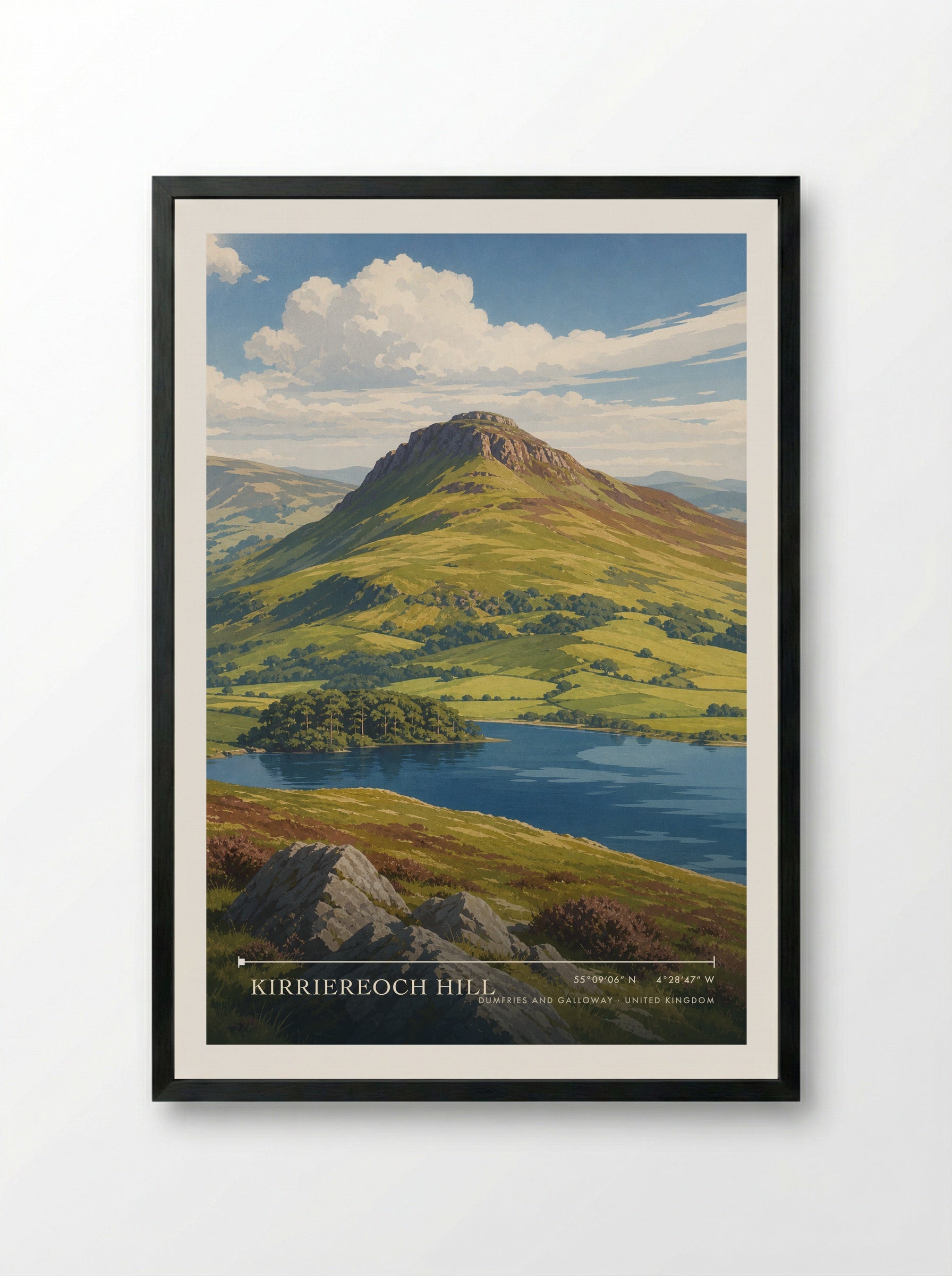 Kirriereoch Hill Dumfries and Galloway United Kingdom Travel Poster - Framed Print Black