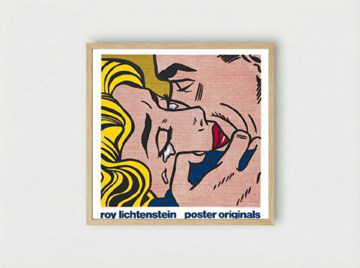 Kiss (Poster Originals) - Roy Lichtenstein - Framed Print Wood