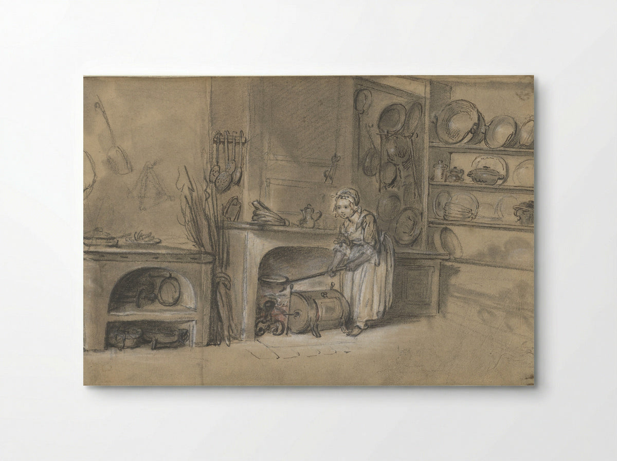 Kitchen with a Girl Baking Pancakes - Louis Aubert - Poster