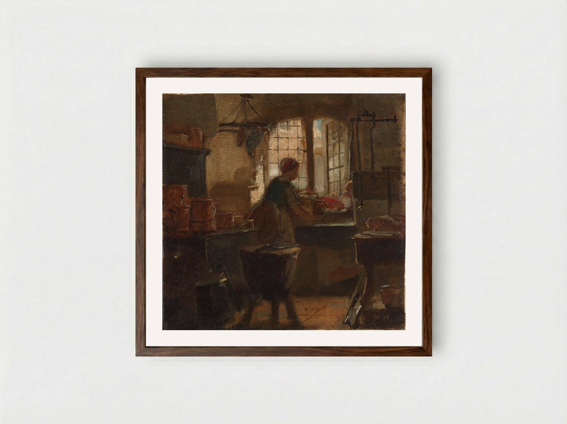 Kitchen - Matthijs Maris - Framed Print Dark Wood