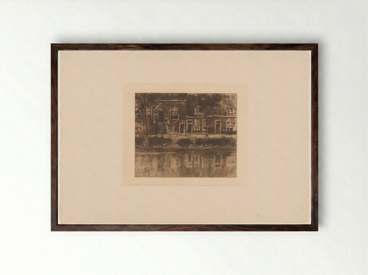 Kleine Kade in Middelburg - Albert Baertsoen - Framed Print Dark Wood