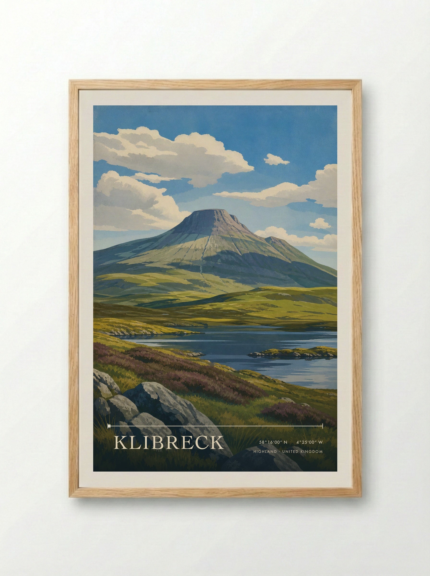 Klibreck Highland United Kingdom Travel Poster - Framed Print Wood