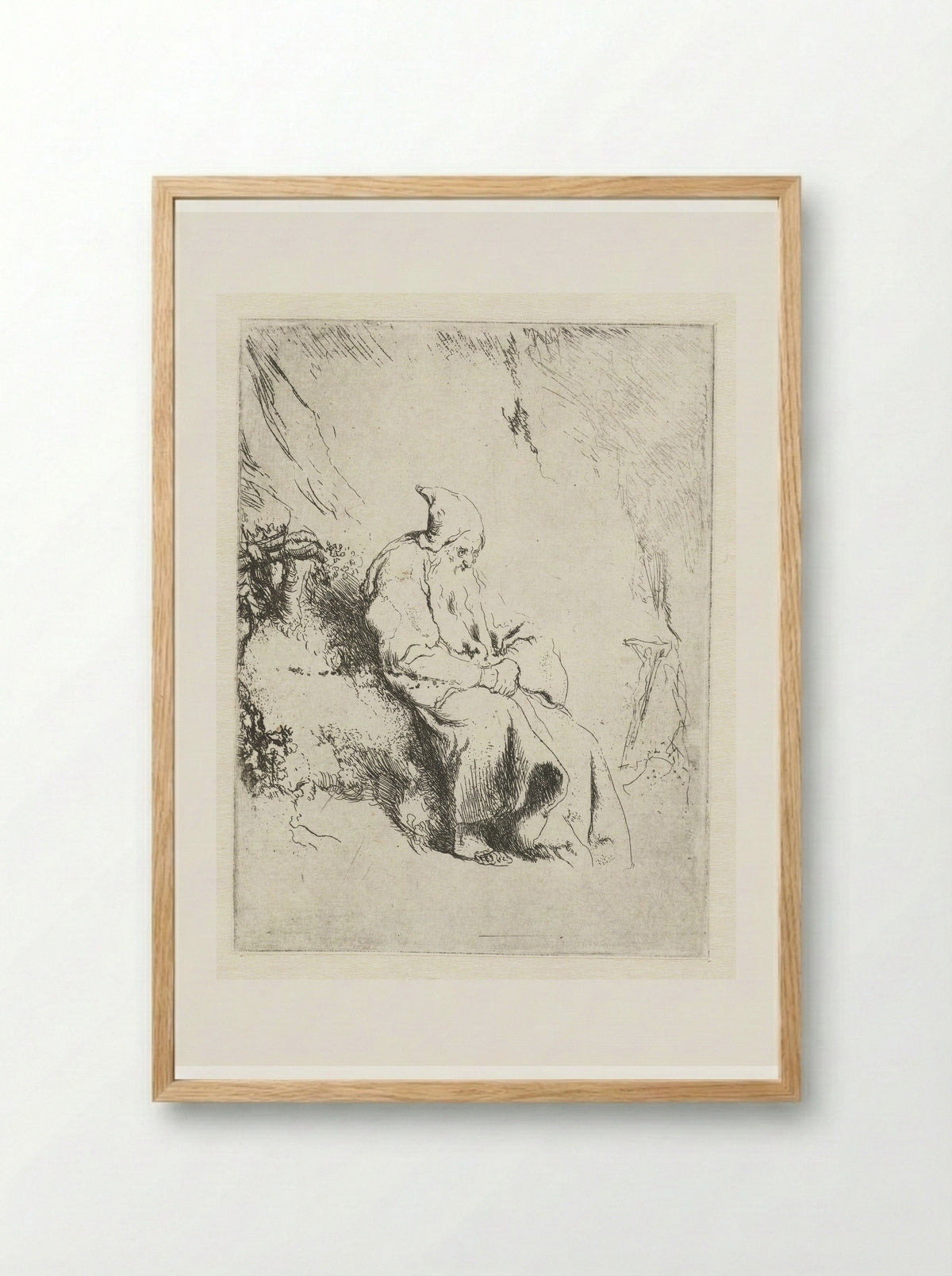 Kluizenaar met crucifix - Jan Lievens - Framed Print Wood