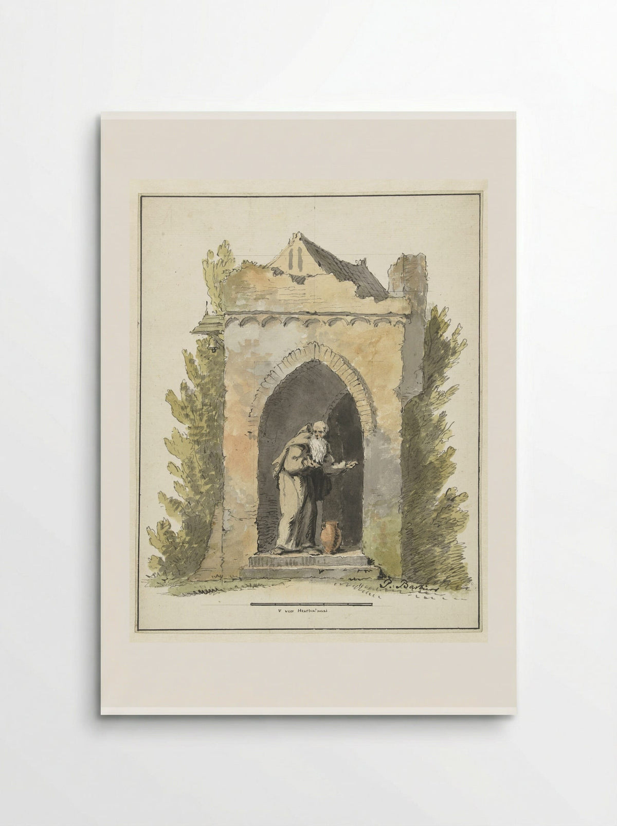 Kluizenaar voor een stenen kapel - Pieter Bartholomeusz. Barbiers - Poster