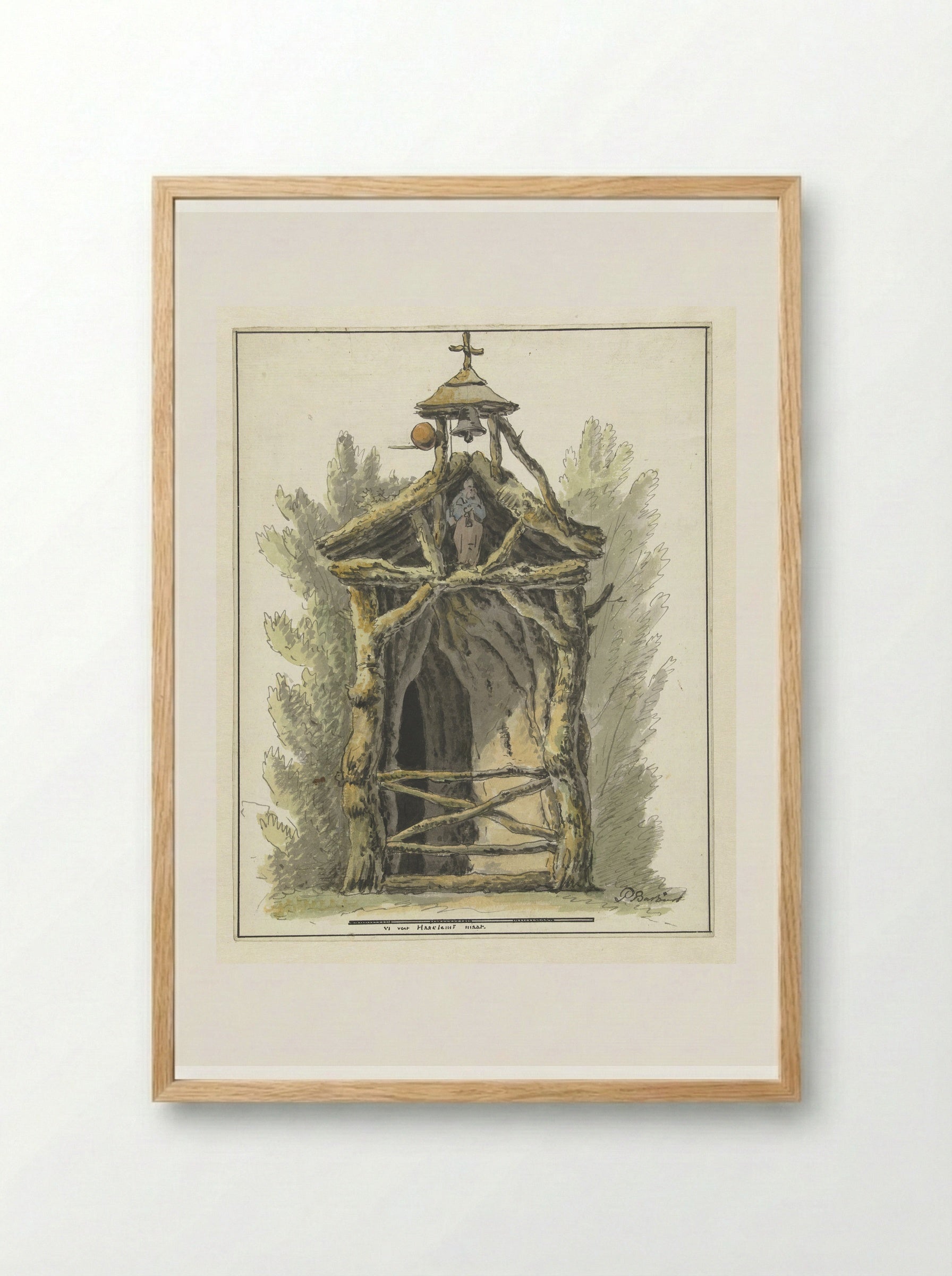 Kluizenaarshut met heiligenbeeld - Pieter Bartholomeusz. Barbiers - Framed Print Wood