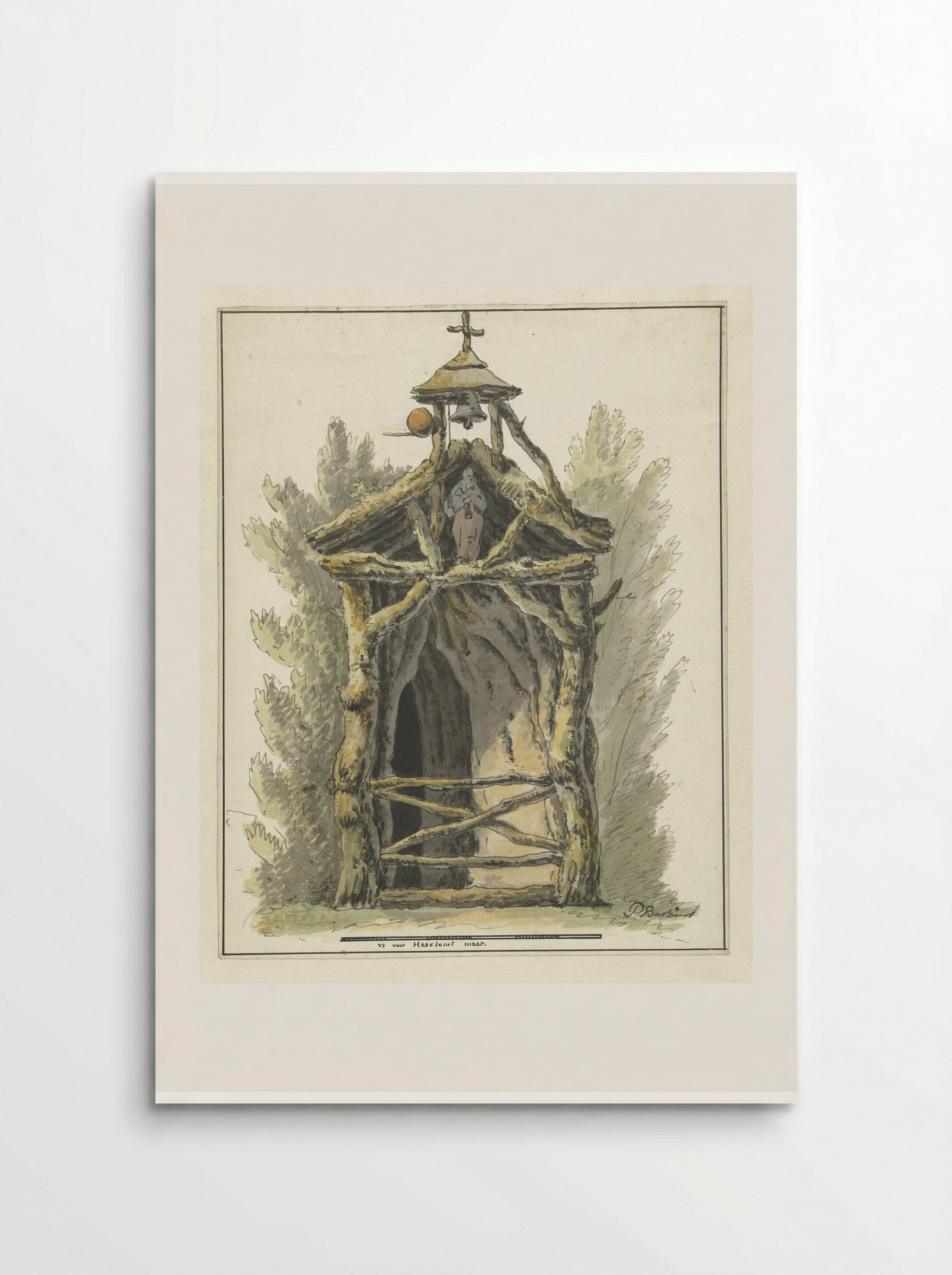 Kluizenaarshut met heiligenbeeld - Pieter Bartholomeusz. Barbiers - Poster