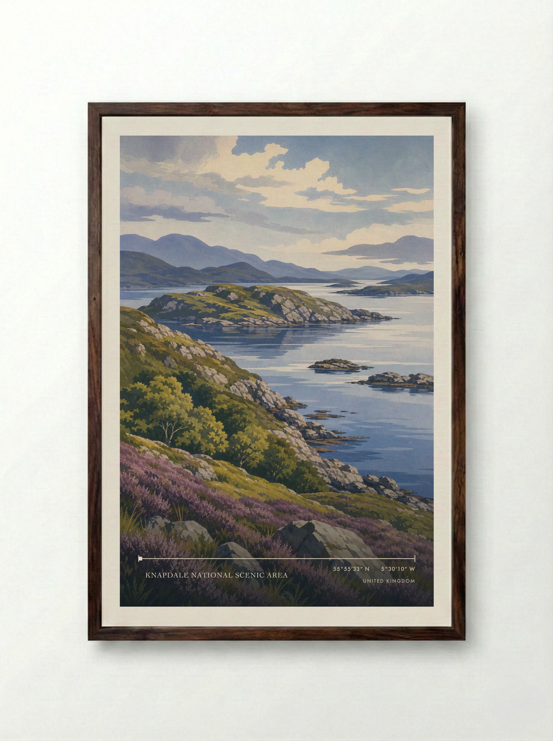 Knapdale National Scenic Area United Kingdom Travel Poster - Framed Print Dark Wood