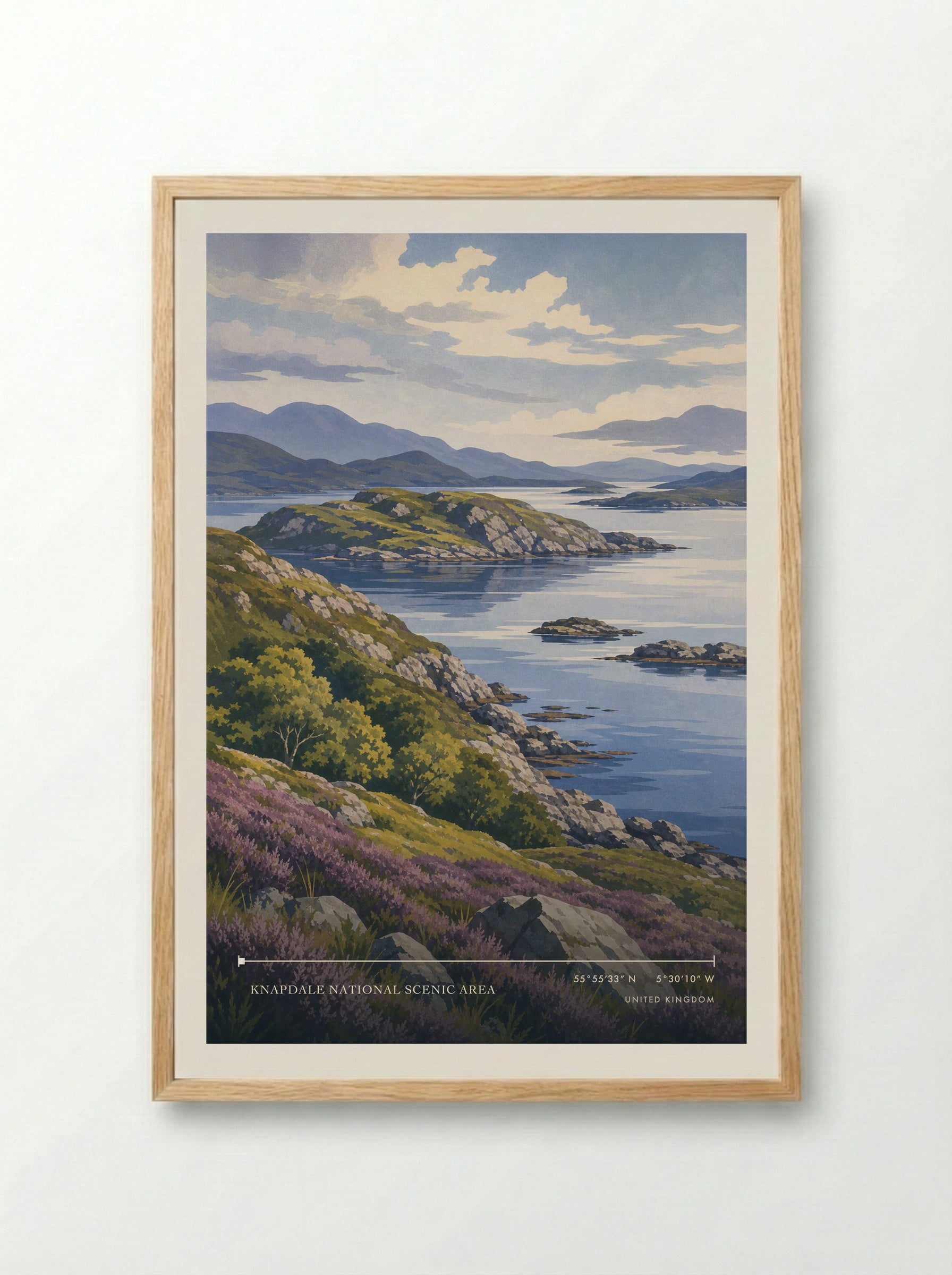 Knapdale National Scenic Area United Kingdom Travel Poster - Framed Print Wood