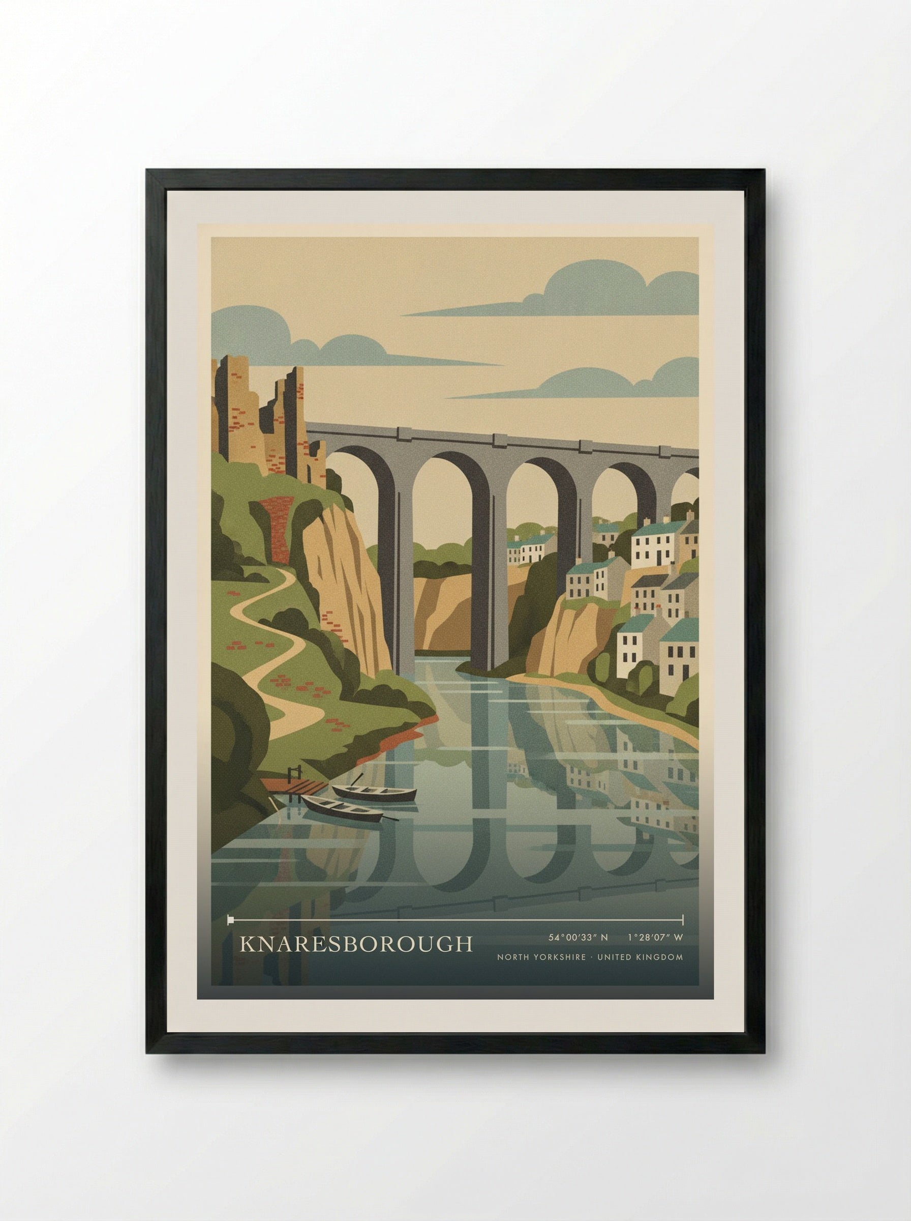 Knaresborough North Yorkshire United Kingdom Travel Poster - Framed Print Black