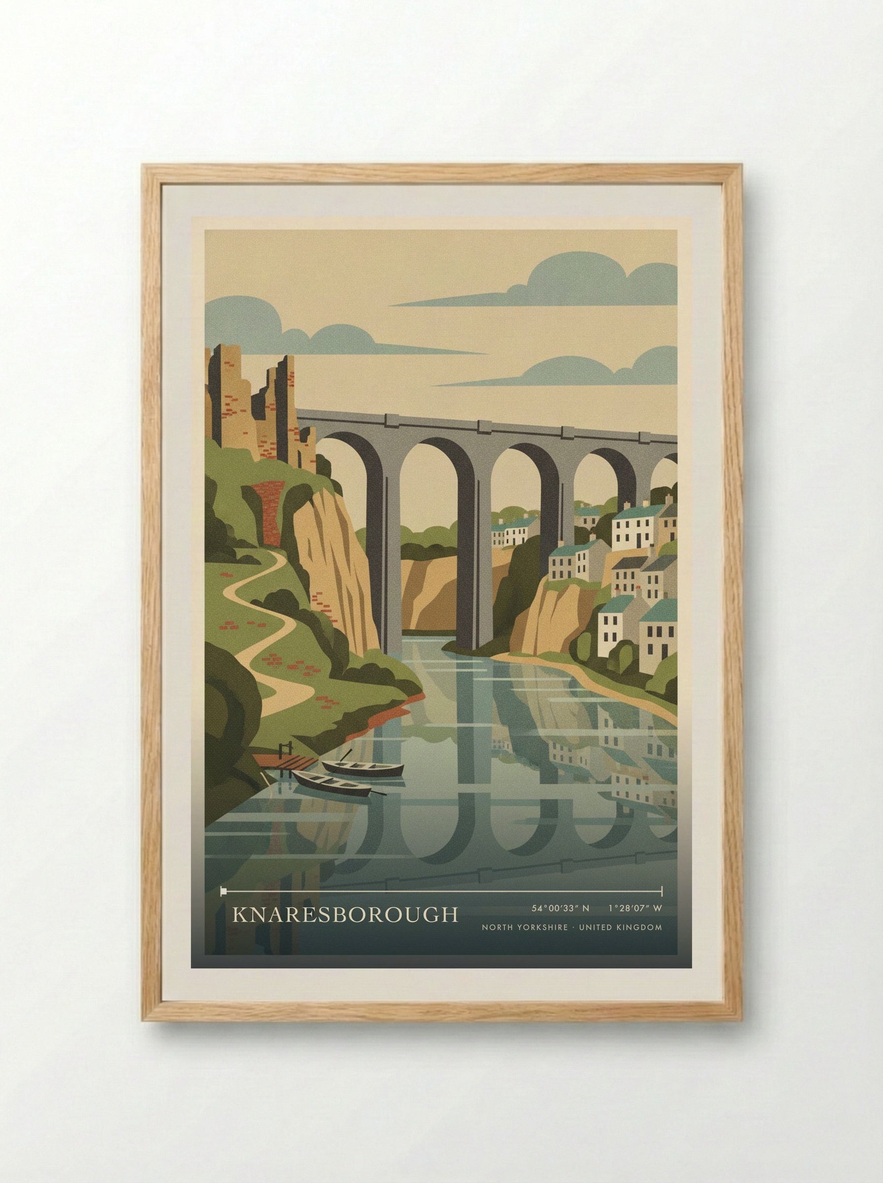 Knaresborough North Yorkshire United Kingdom Travel Poster - Framed Print Wood