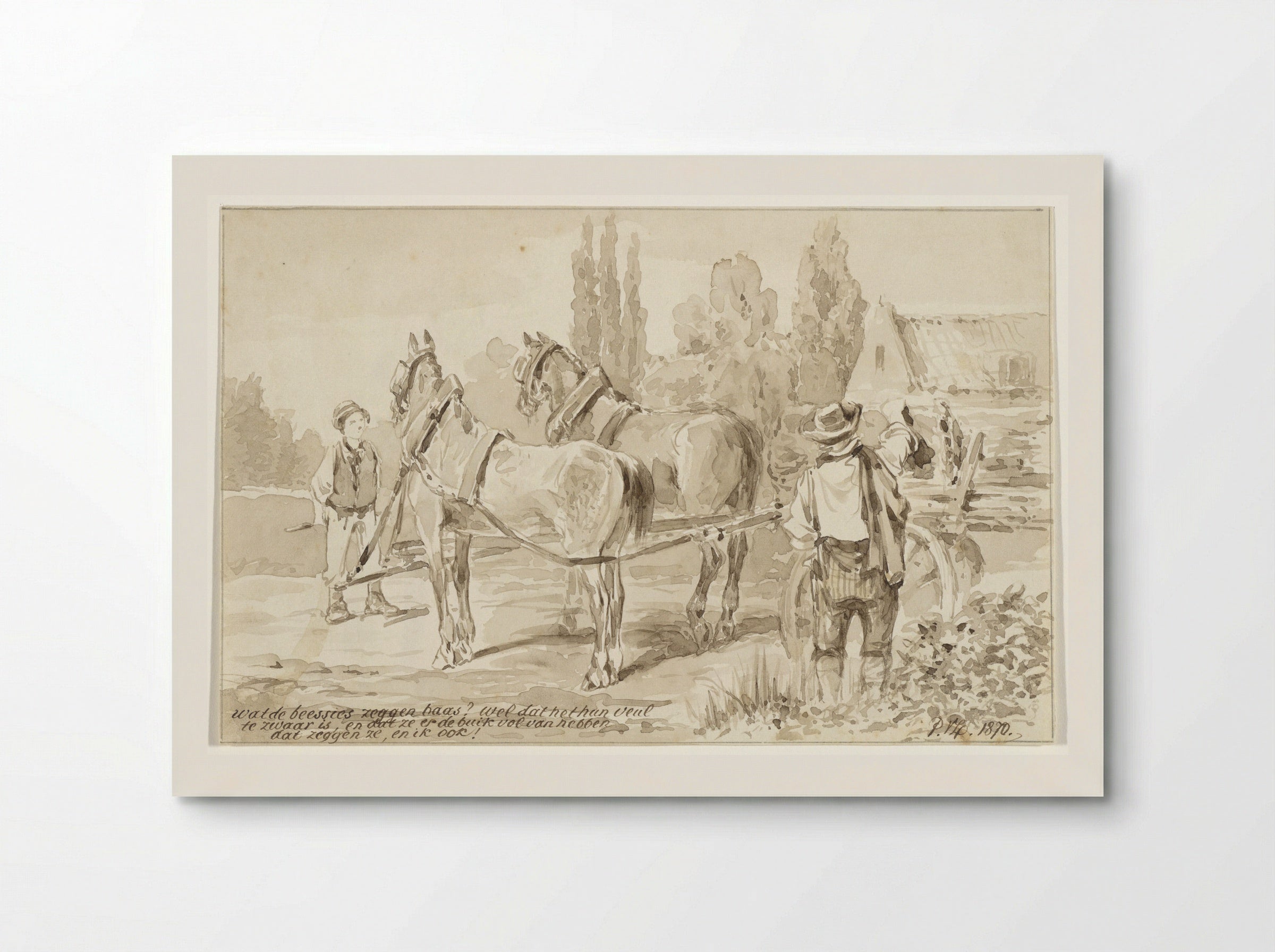 Knecht bij paard en wagen - Pieter van Loon - Poster