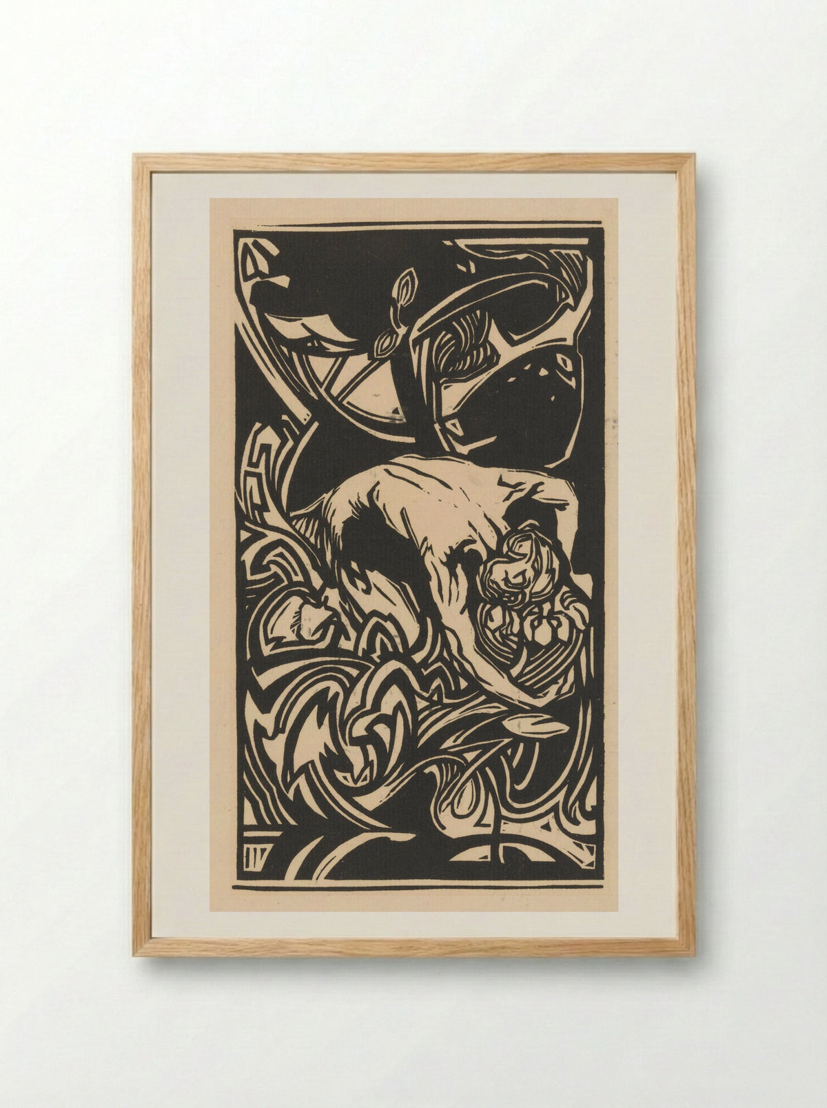 Knielende figuur tussen planten - Johannes Josephus Aarts - Framed Print Wood