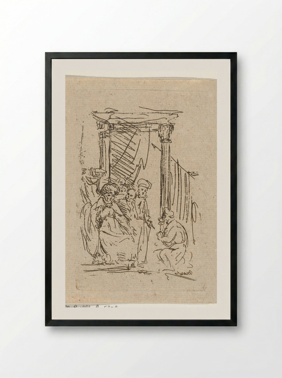 Knielende man voor een vorst - Jean Zacherie Mazel - Framed Print Black