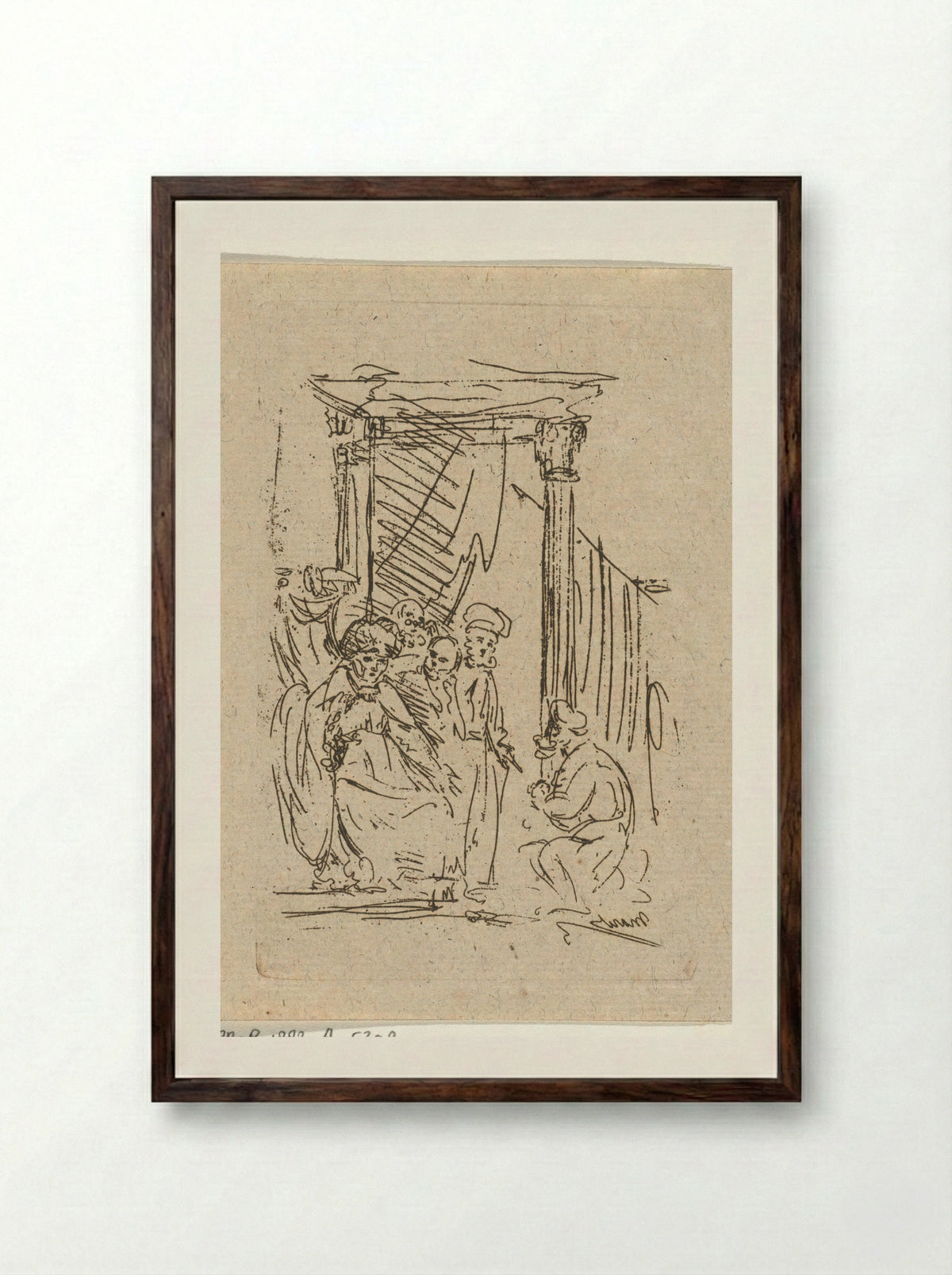 Knielende man voor een vorst - Jean Zacherie Mazel - Framed Print Dark Wood