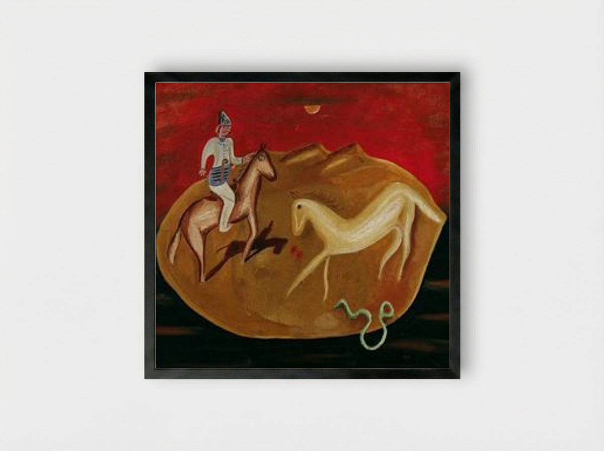Knight, White Horse and Snake - Victor Brauner - Framed Print Black
