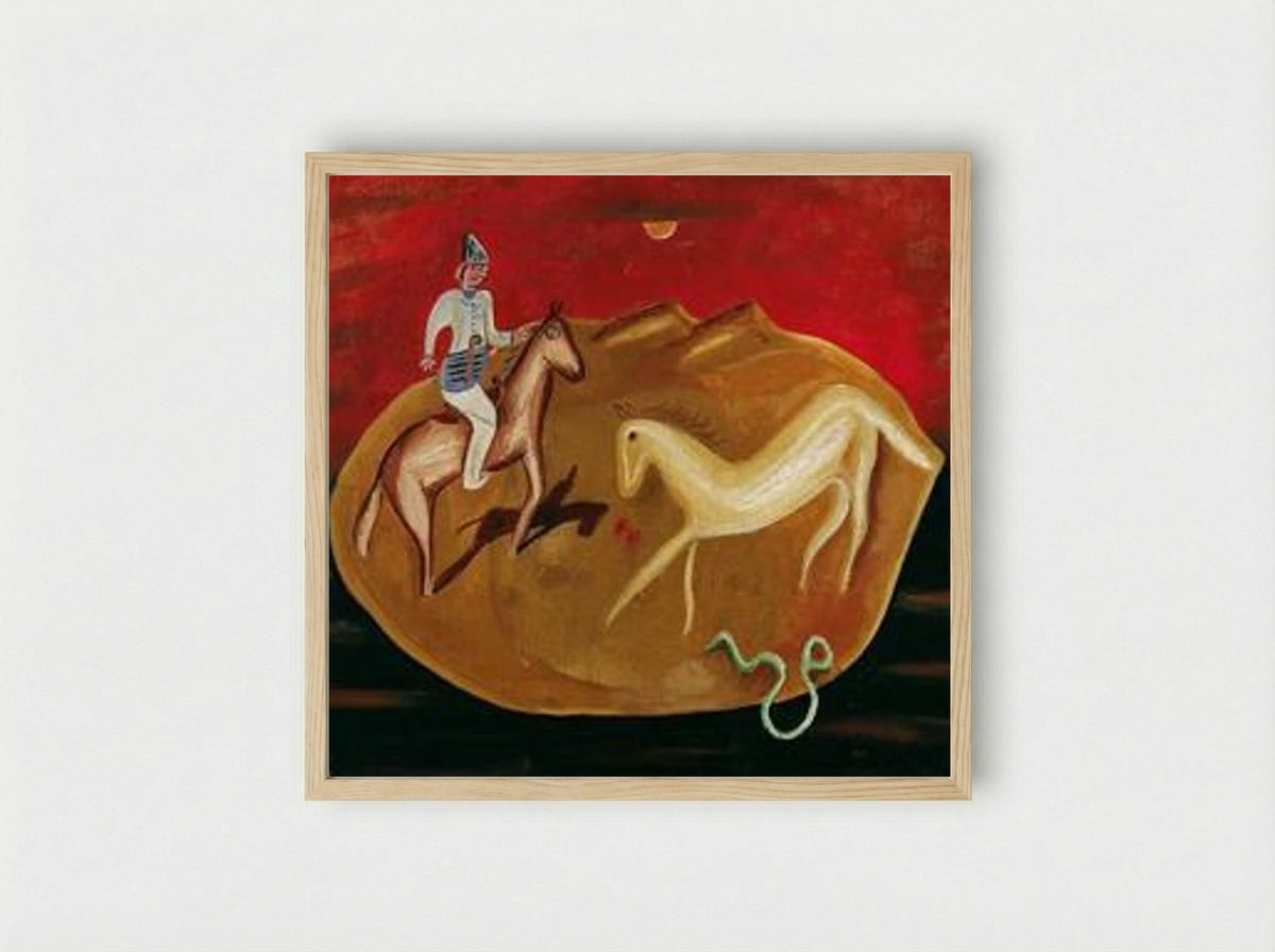 Knight, White Horse and Snake - Victor Brauner - Framed Print Wood