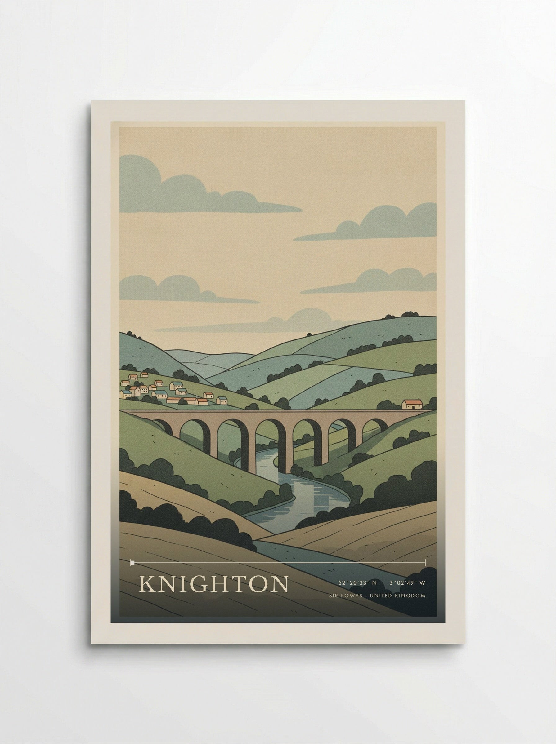 Knighton Sir Powys United Kingdom Travel Poster - Poster
