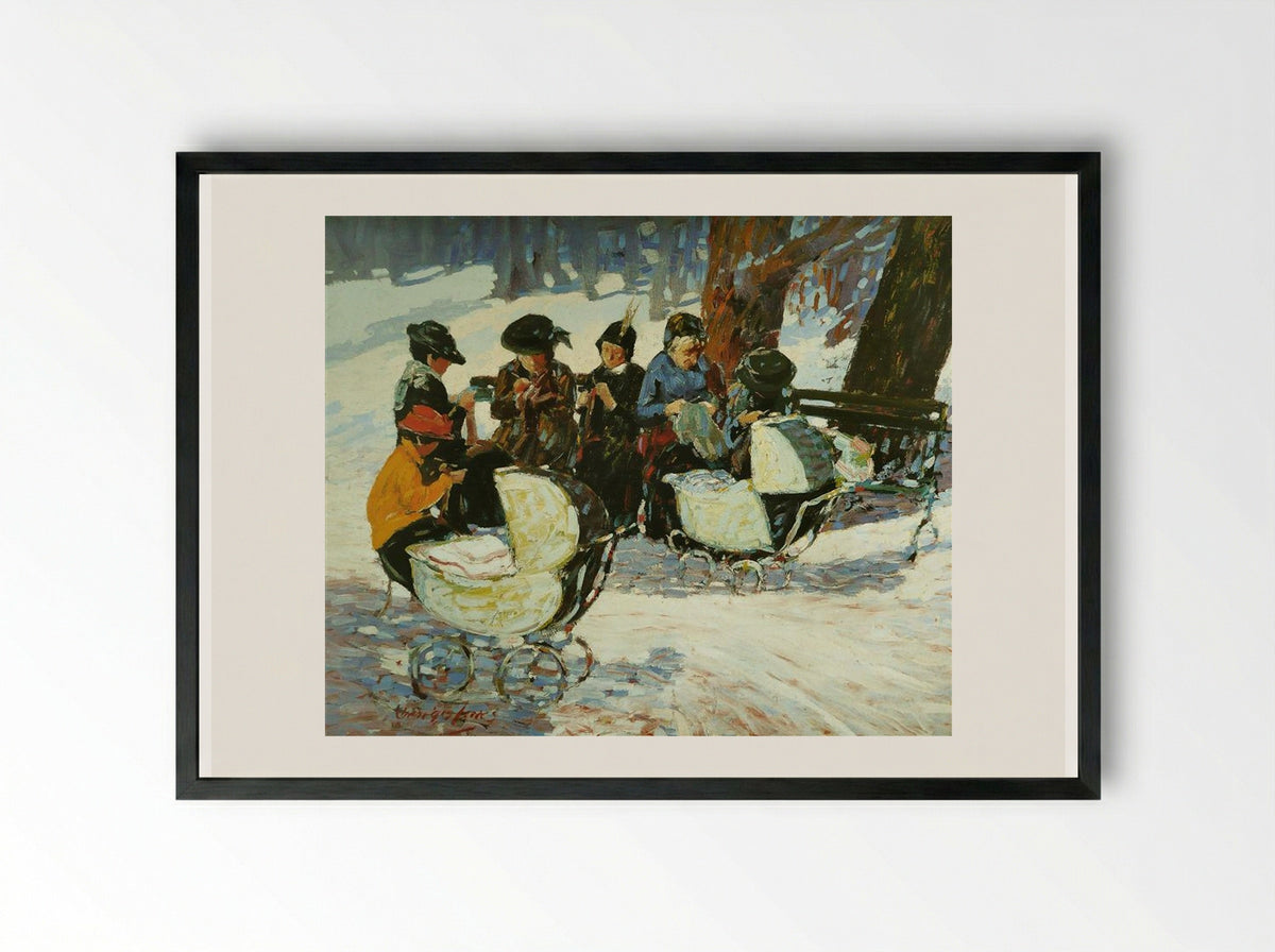 Knitting for the Soldiers, High Bridge Park - George Luks - Framed Print Black