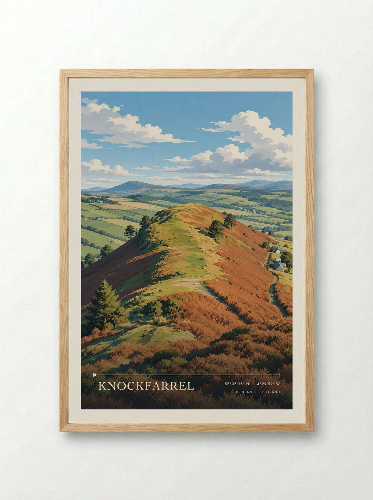 Knockfarrel, Highland | Travel Poster - Framed Print Wood