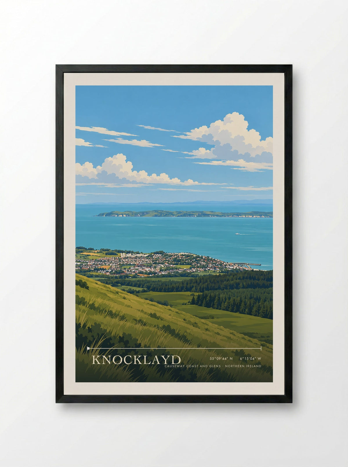 Knocklayd, Causeway Coast and Glens | Travel Poster - Framed Print Black