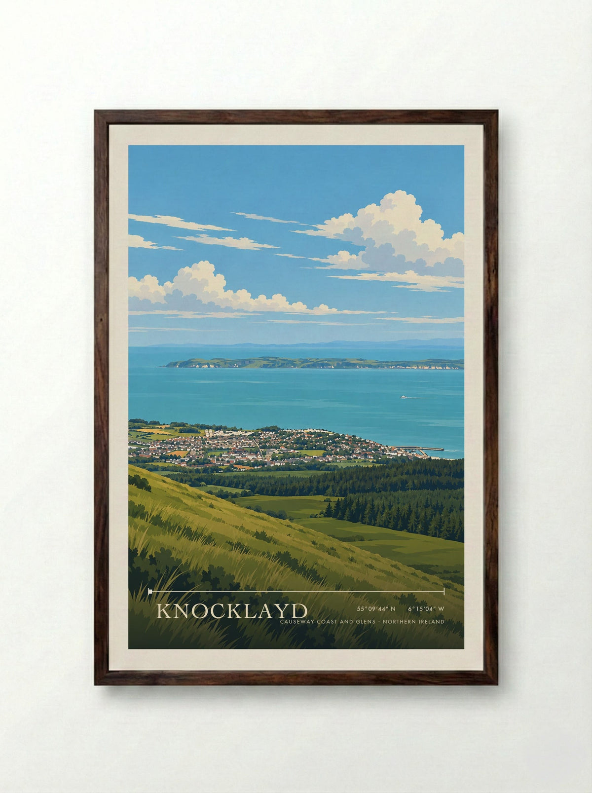 Knocklayd, Causeway Coast and Glens | Travel Poster - Framed Print Dark Wood