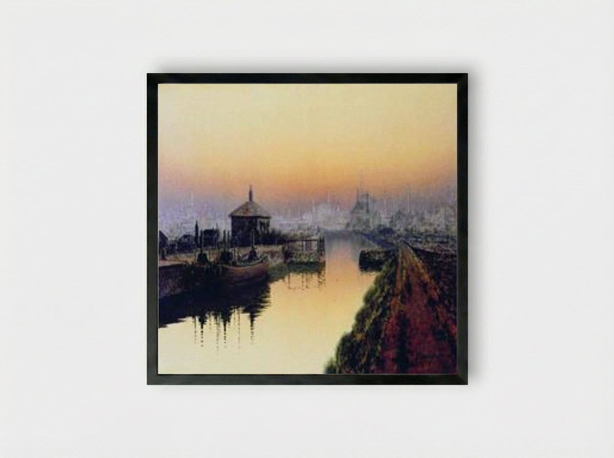 Knostrop Cut, Leeds, Sunday Night - John Atkinson Grimshaw - Framed Print Black