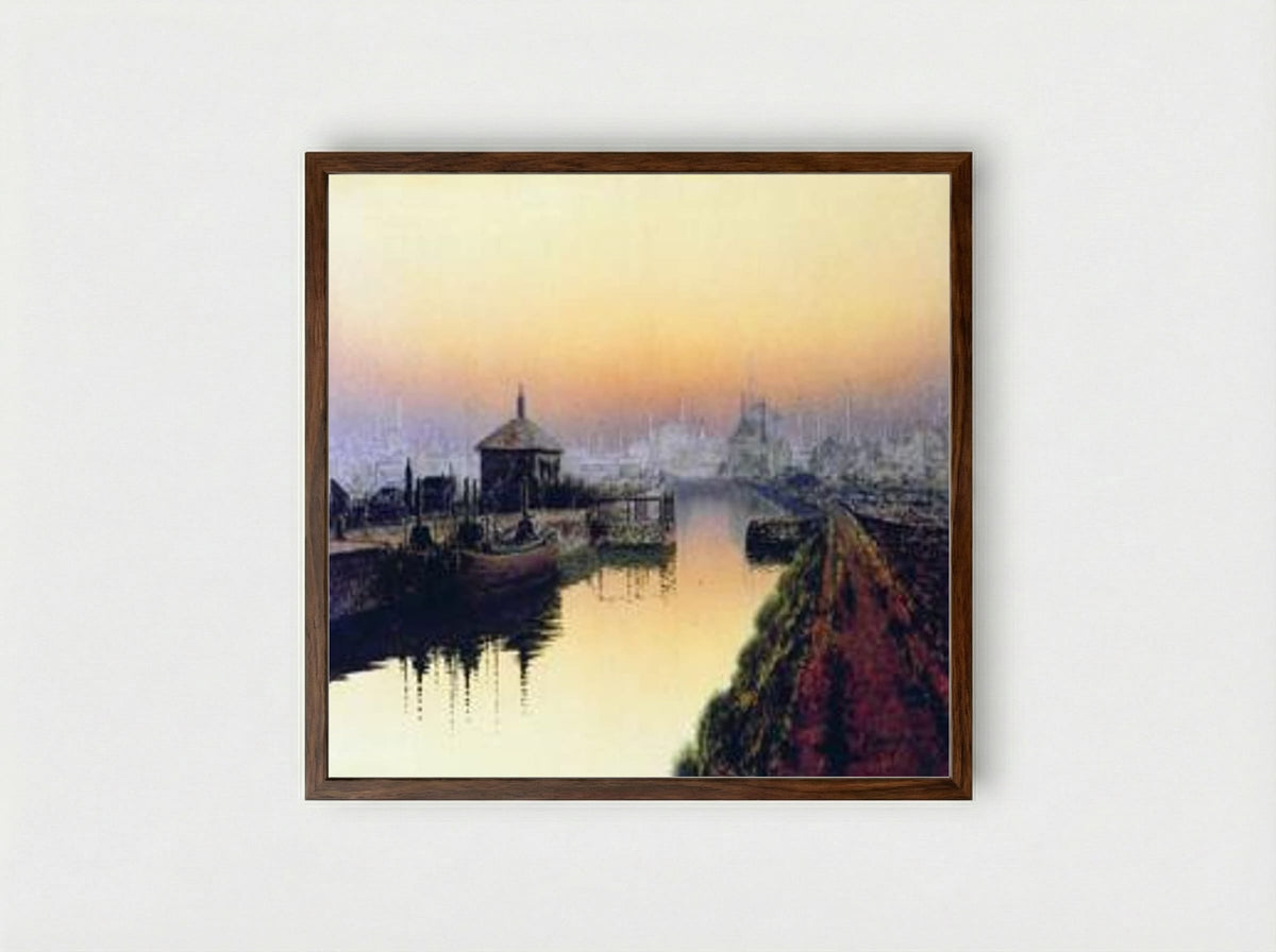 Knostrop Cut, Leeds, Sunday Night - John Atkinson Grimshaw - Framed Print Dark Wood