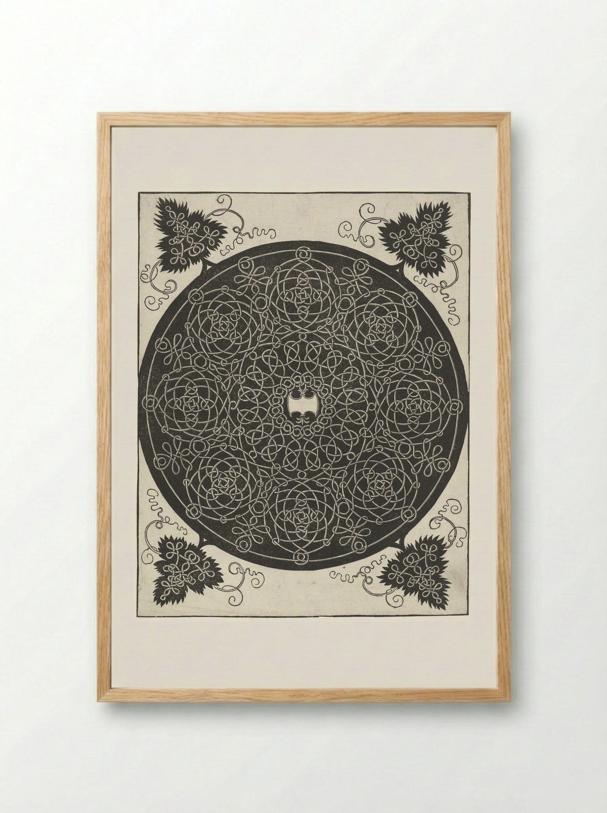 Knotwork Pattern with Axe-Shaped Shield - Albrecht Dürer - Framed Print Wood