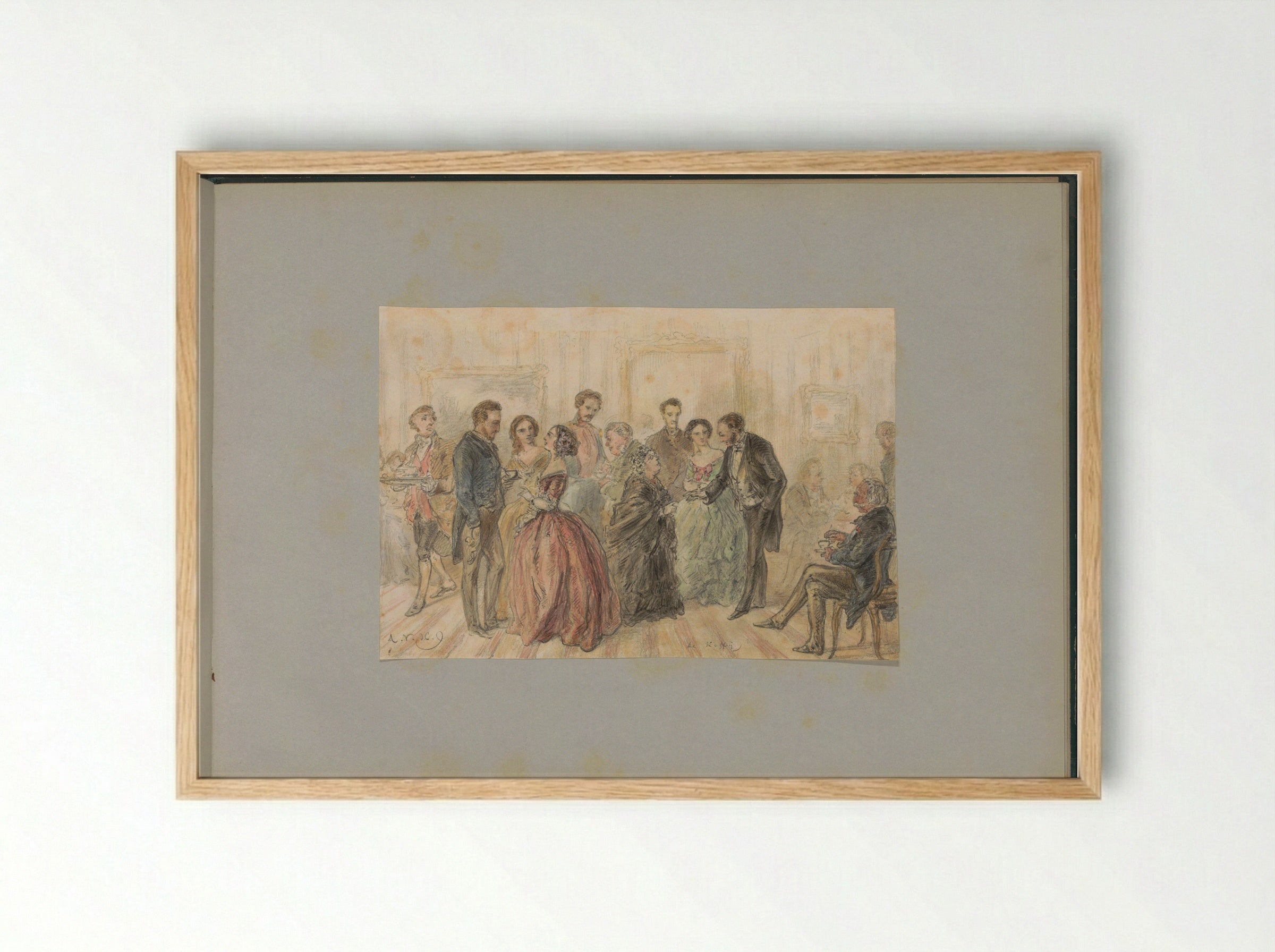 Koffiebijeenkomst in een interieur - Alexander Ver Huell - Framed Print Wood