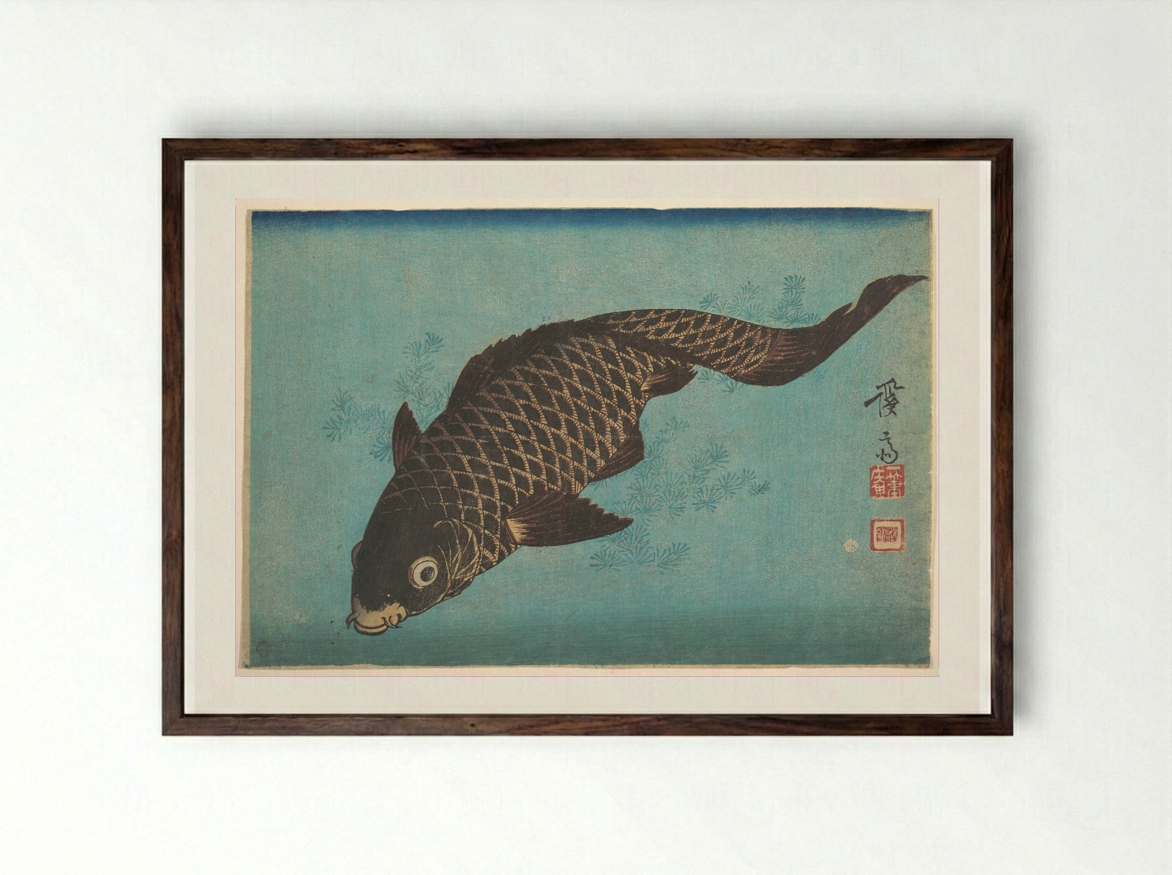 Koi - Keisai Eisen - Framed Print Dark Wood