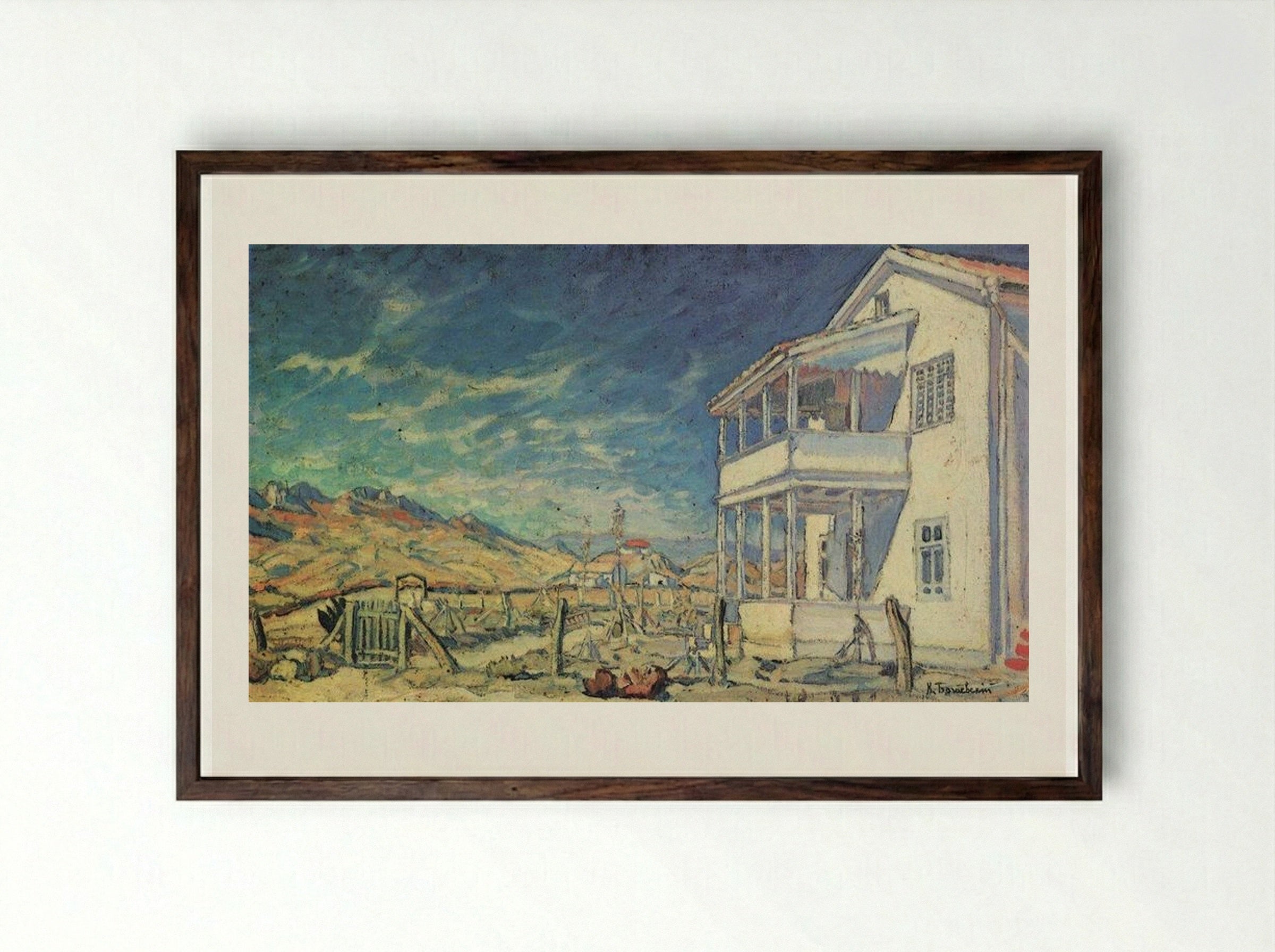 Koktebel. House of Maximilian Voloshin - Konstantin Bogaevsky - Framed Print Dark Wood
