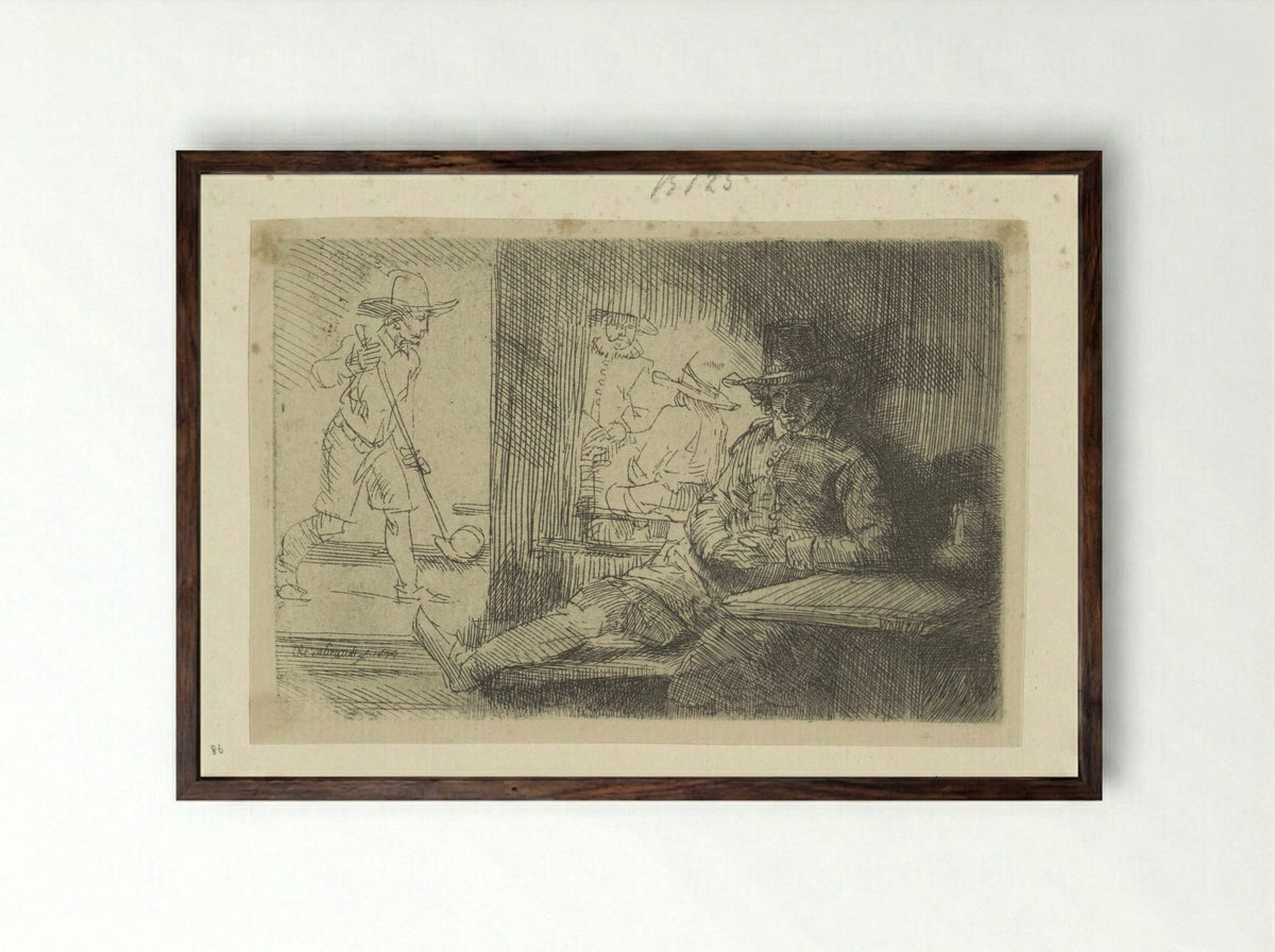 Kolfspel (The Golf Player) - Henry Louis Basan - Framed Print Dark Wood