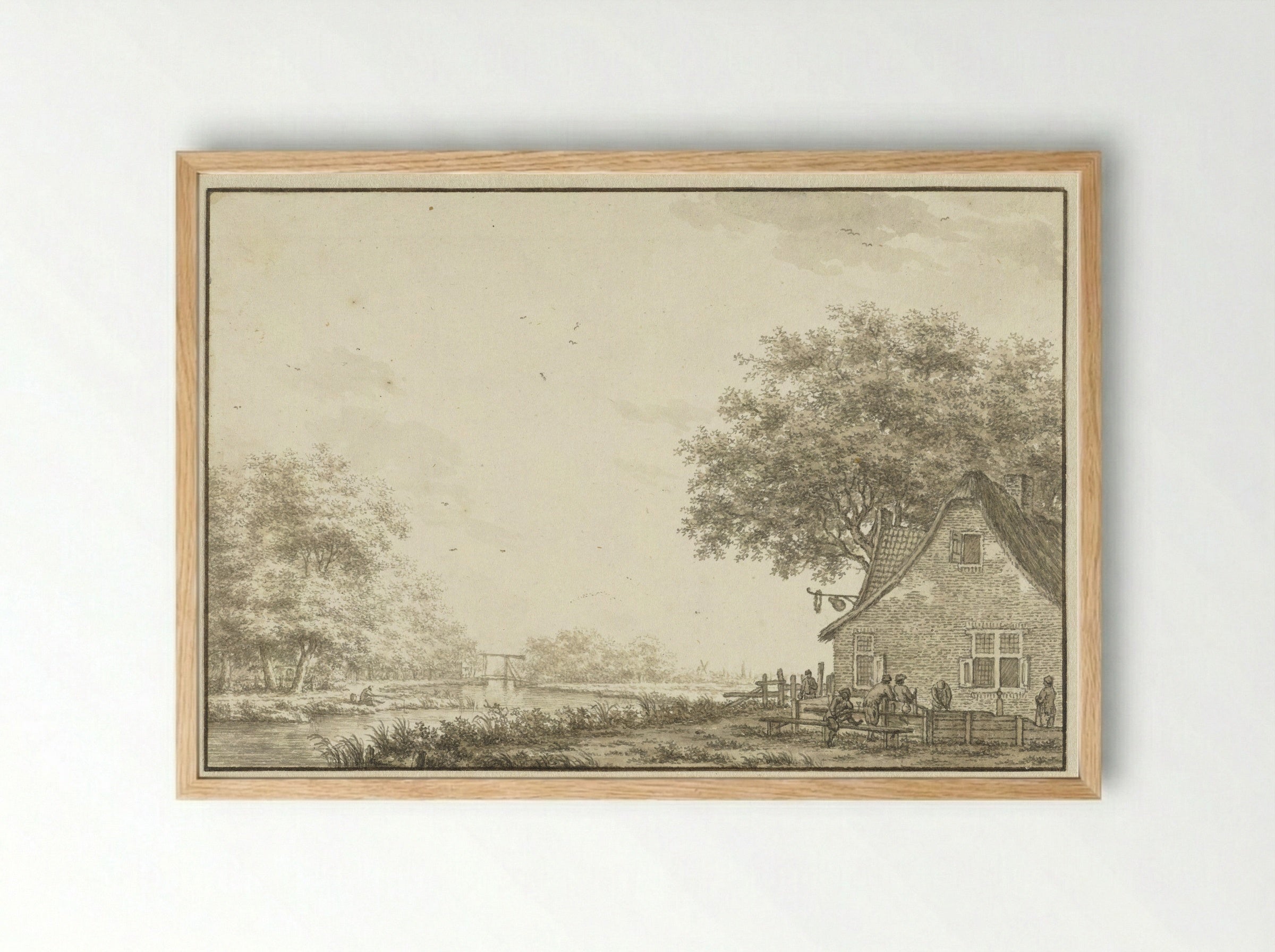 Kolfspelers bij een herberg aan een water - Jacob Cats - Framed Print Wood