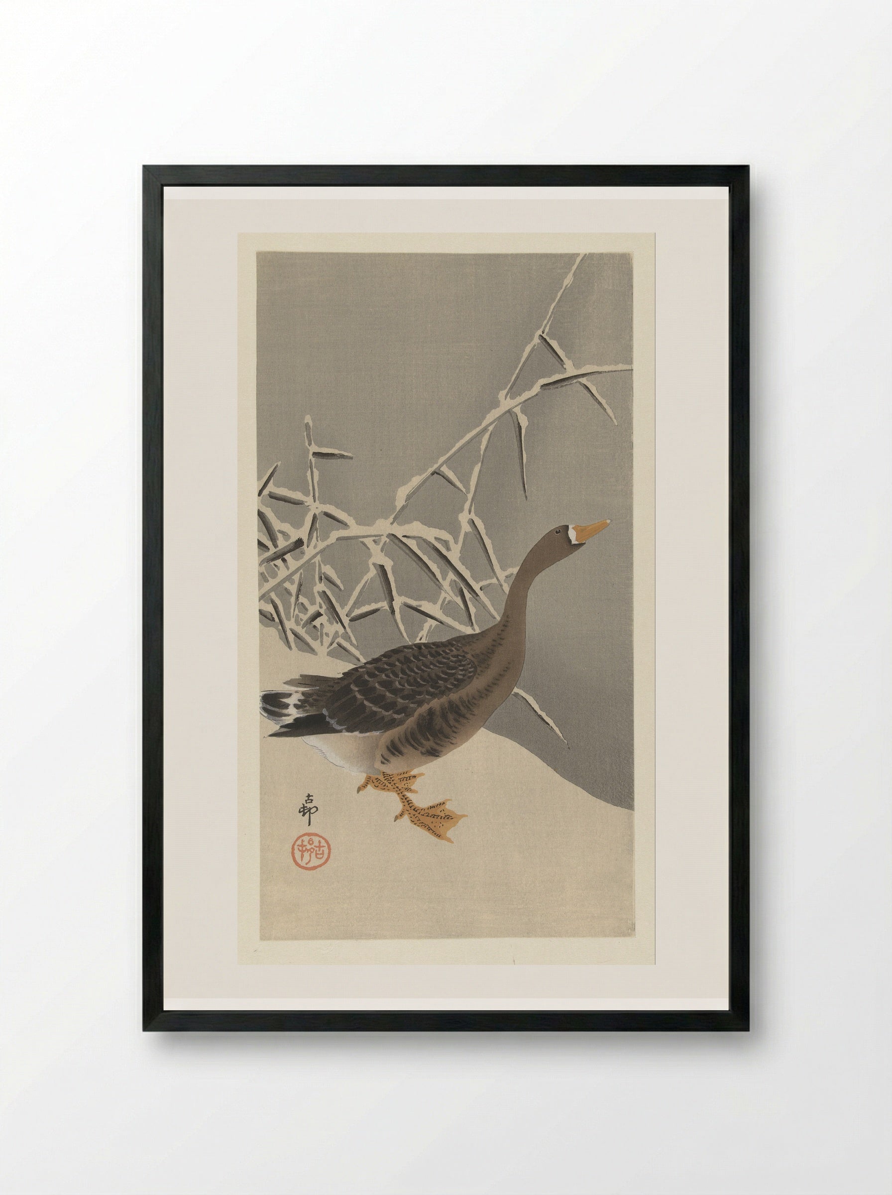 Kolgans in de sneeuw - Matsuki Heikichi - Framed Print Black