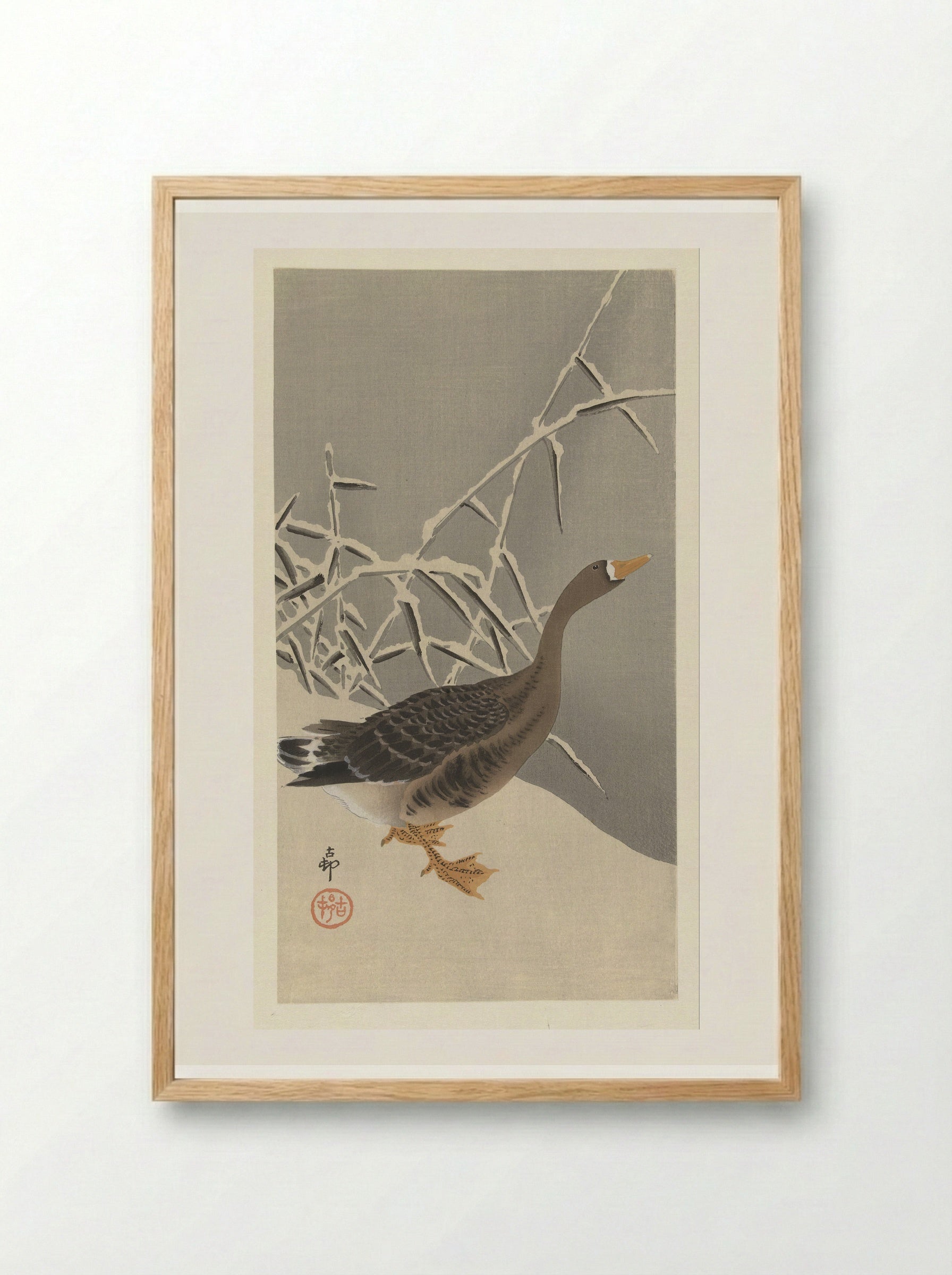 Kolgans in de sneeuw - Matsuki Heikichi - Framed Print Wood