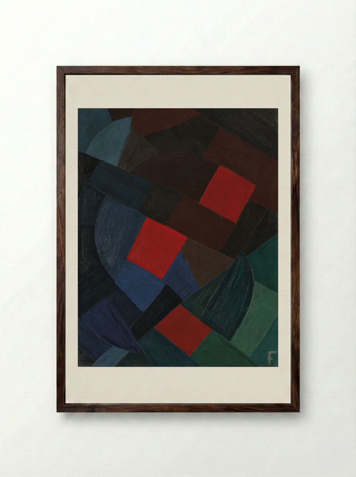 Komposition in Schwarz und Weiß - Otto Freundlich - Framed Print Dark Wood