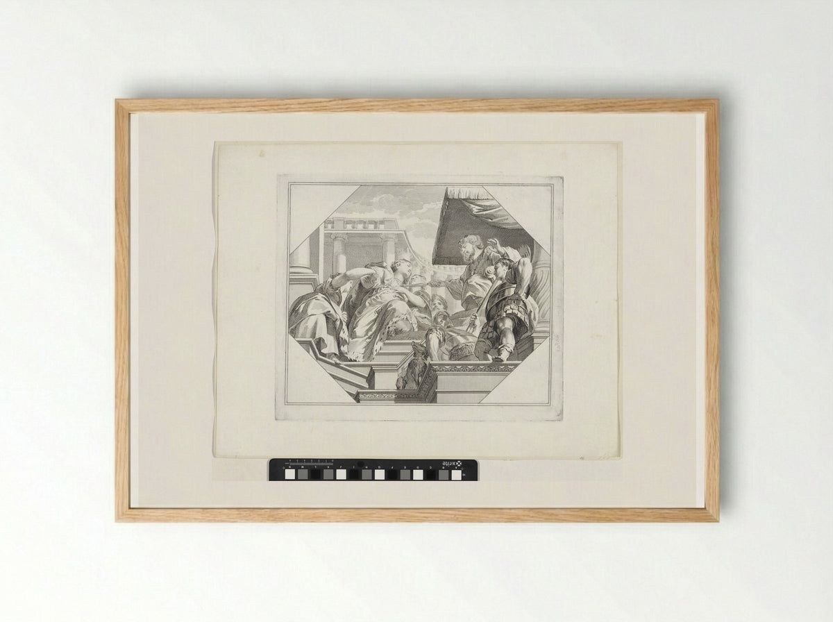 Koning Ahasverus reikt Ester zijn gouden scepter toe - Jan Punt - Framed Print Wood