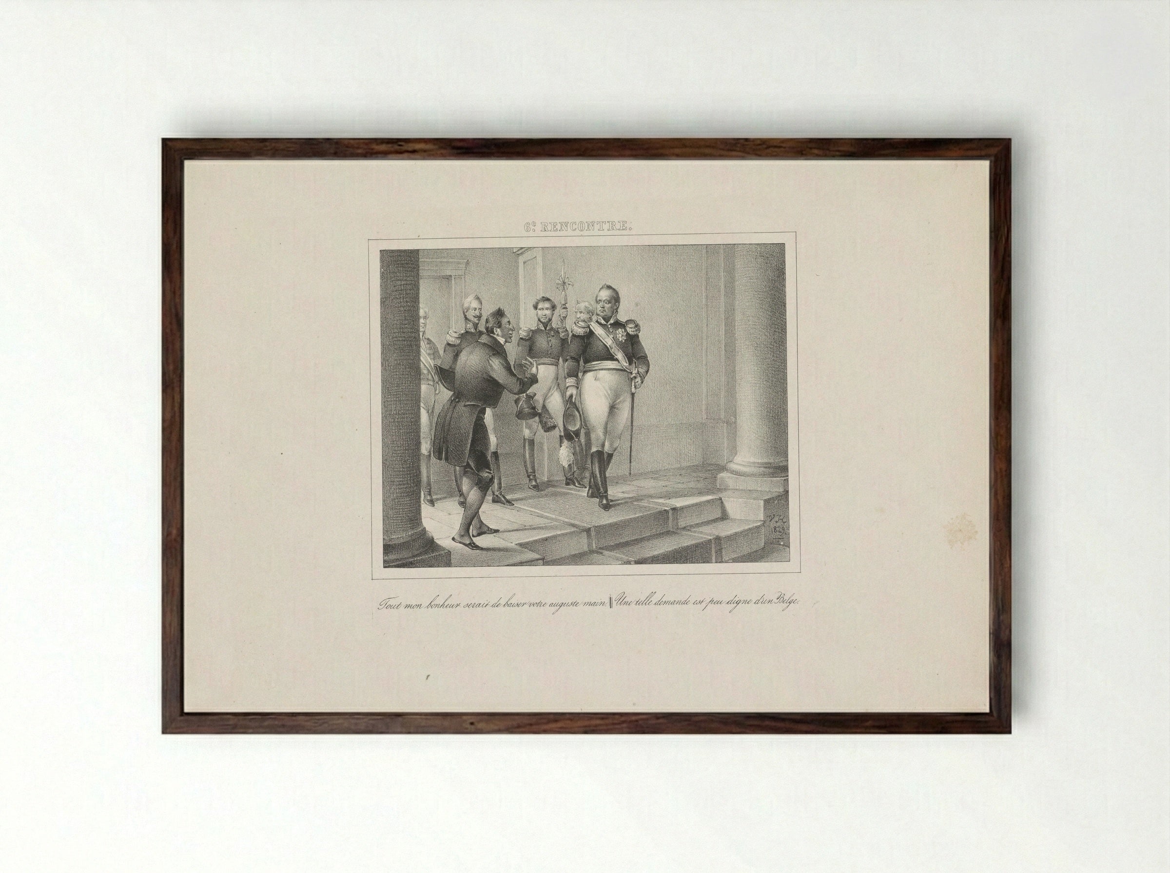 Koning Willem I bestraft een vleier - Jean Baptiste Ambroise Marcellin Jobard - Framed Print Dark Wood
