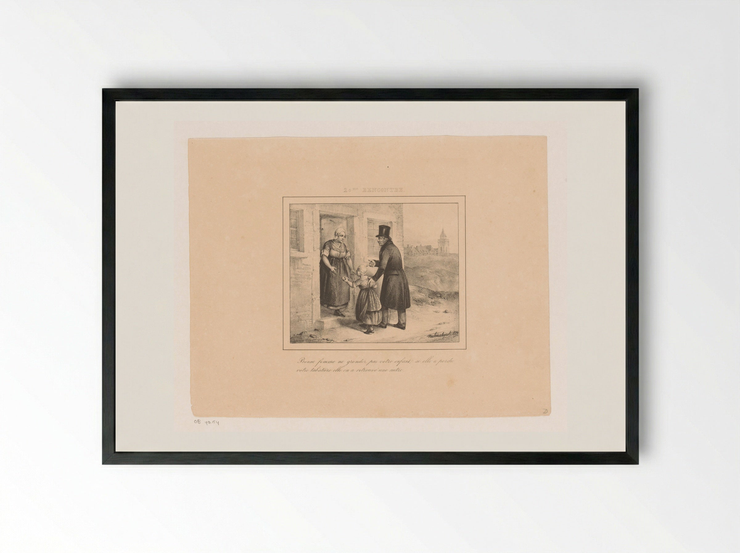 Koning Willem I brengt een meisje terug naar haar huis - Jean Baptiste Ambroise Marcellin Jobard - Framed Print Black