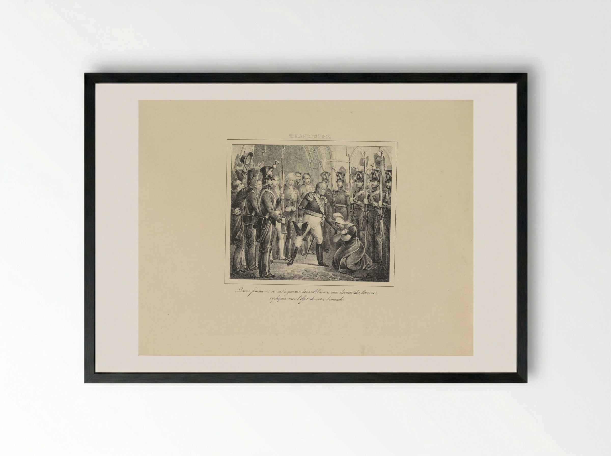 Koning Willem I met een knielende vrouw - Jean Baptiste Ambroise Marcellin Jobard - Framed Print Black