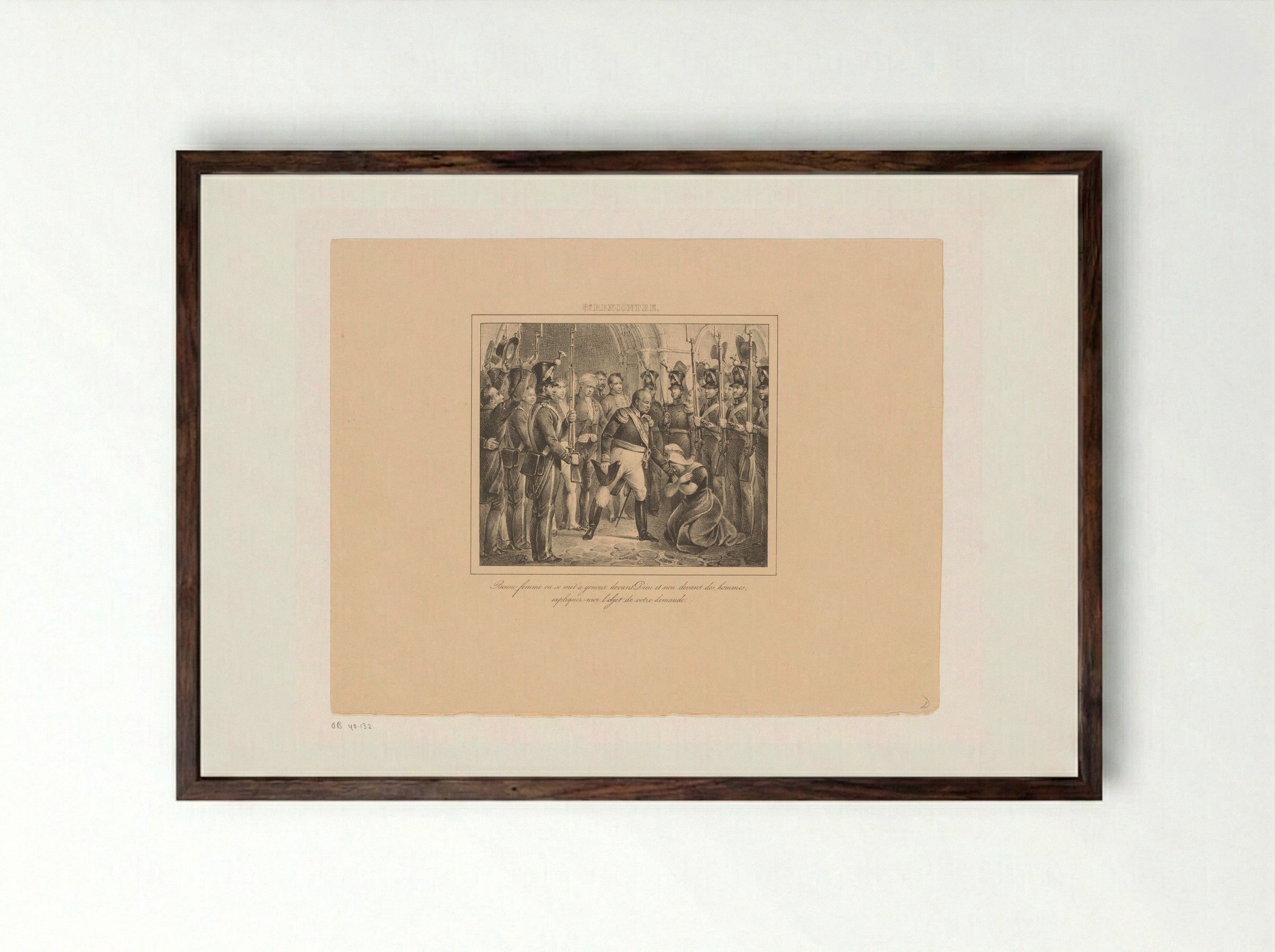 Koning Willem I met een knielende vrouw - Jean Baptiste Ambroise Marcellin Jobard - Framed Print Dark Wood