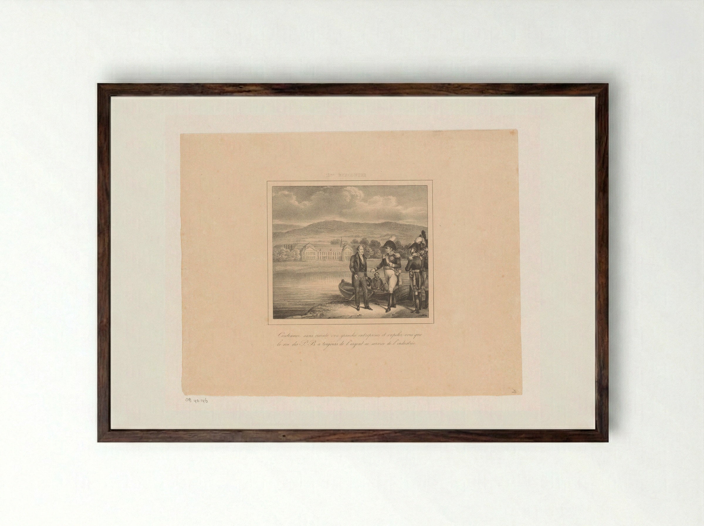 Koning Willem I ontmoet John Cockerill - Jean Baptiste Ambroise Marcellin Jobard - Framed Print Dark Wood