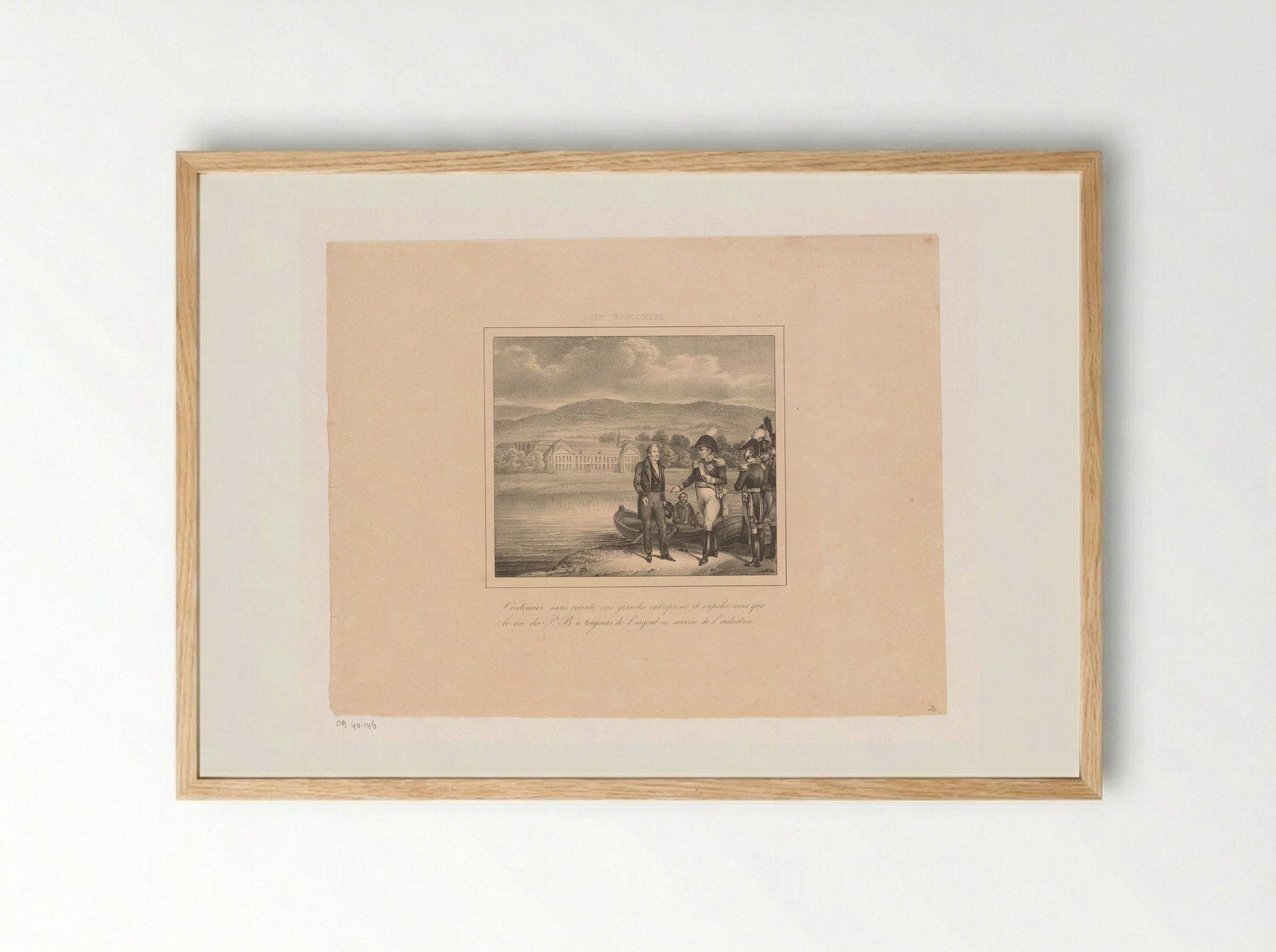 Koning Willem I ontmoet John Cockerill - Jean Baptiste Ambroise Marcellin Jobard - Framed Print Wood
