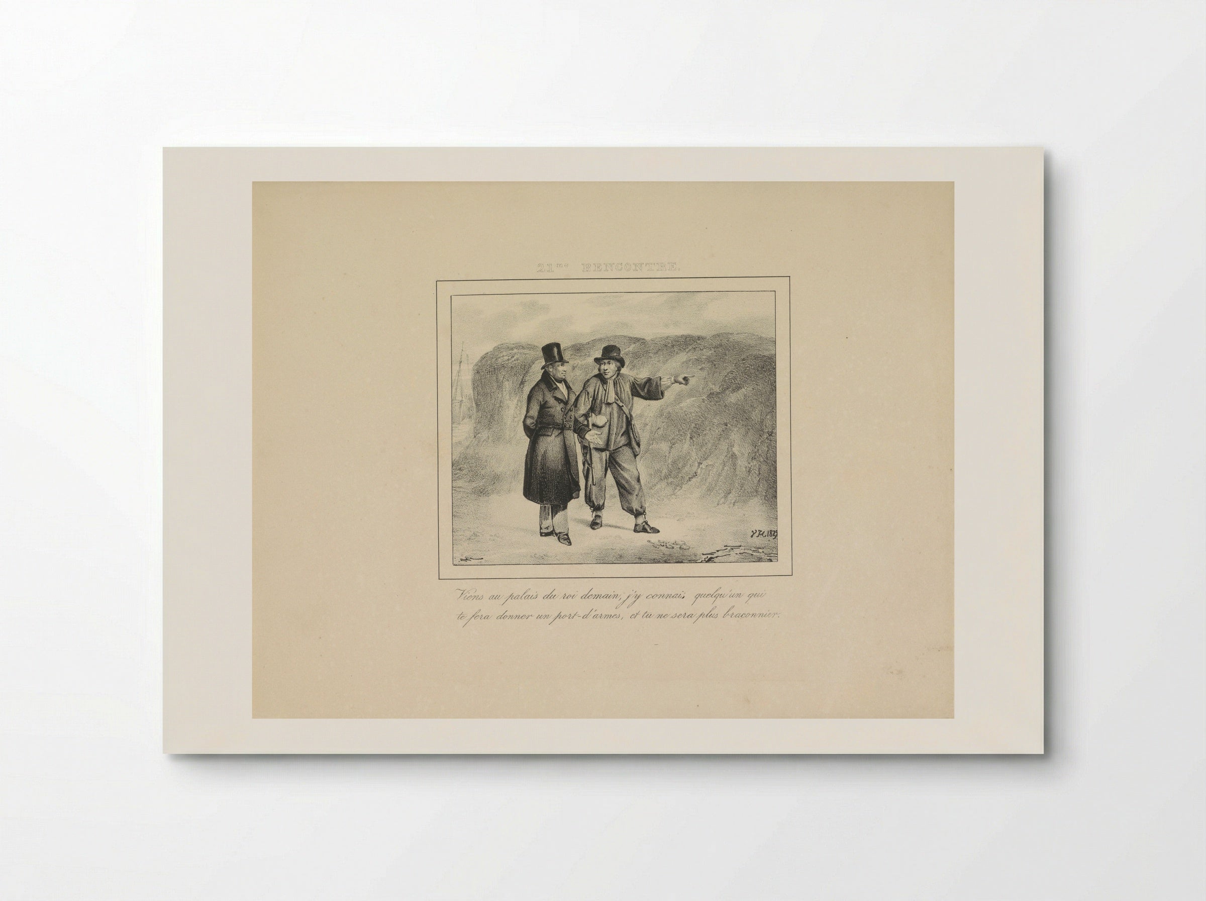 Koning Willem I ontmoet een stroper - Jean Baptiste Ambroise Marcellin Jobard - Poster