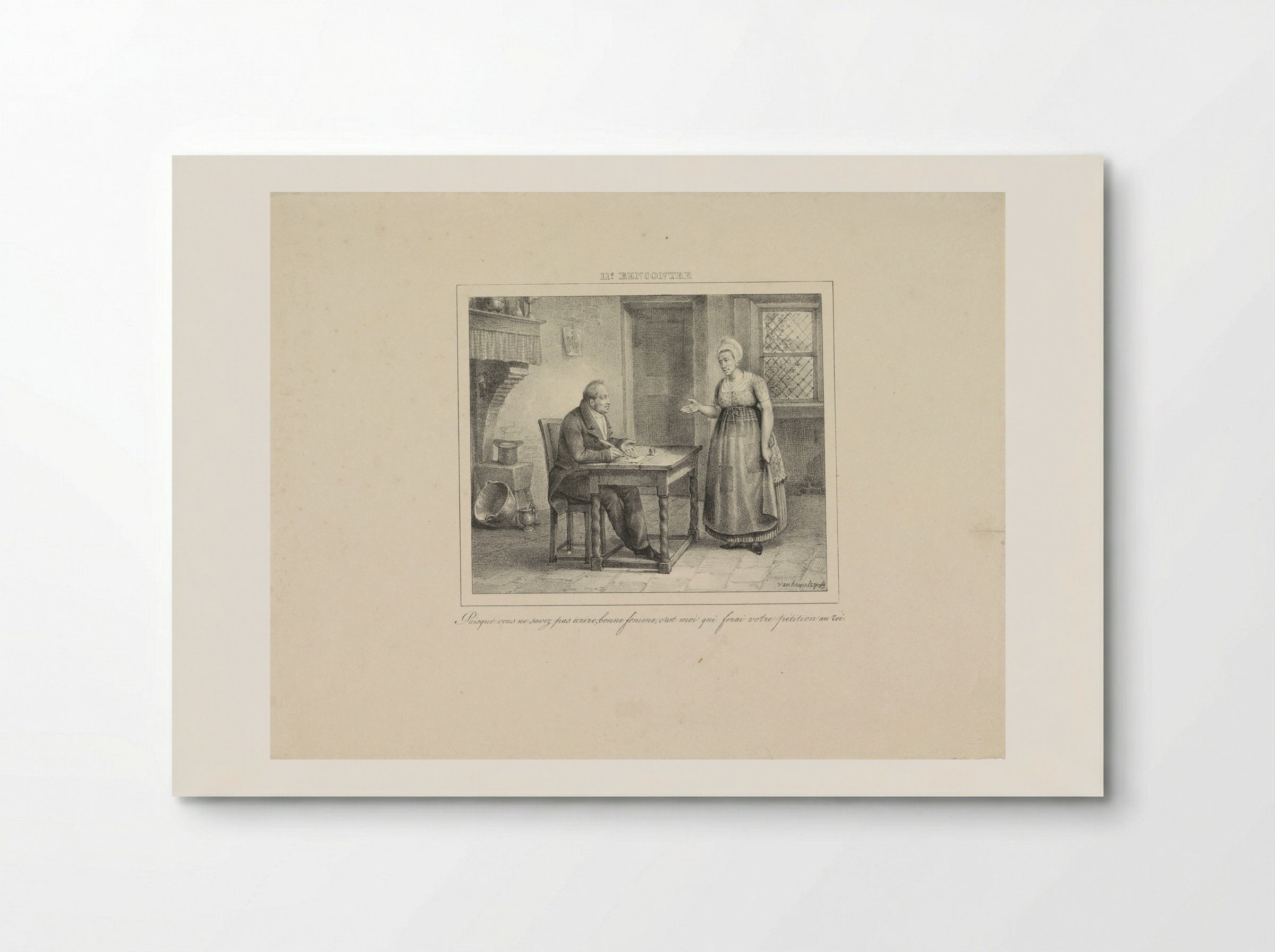 Koning Willem I schrijft een request voor een vrouw - Jean Baptiste Ambroise Marcellin Jobard - Poster