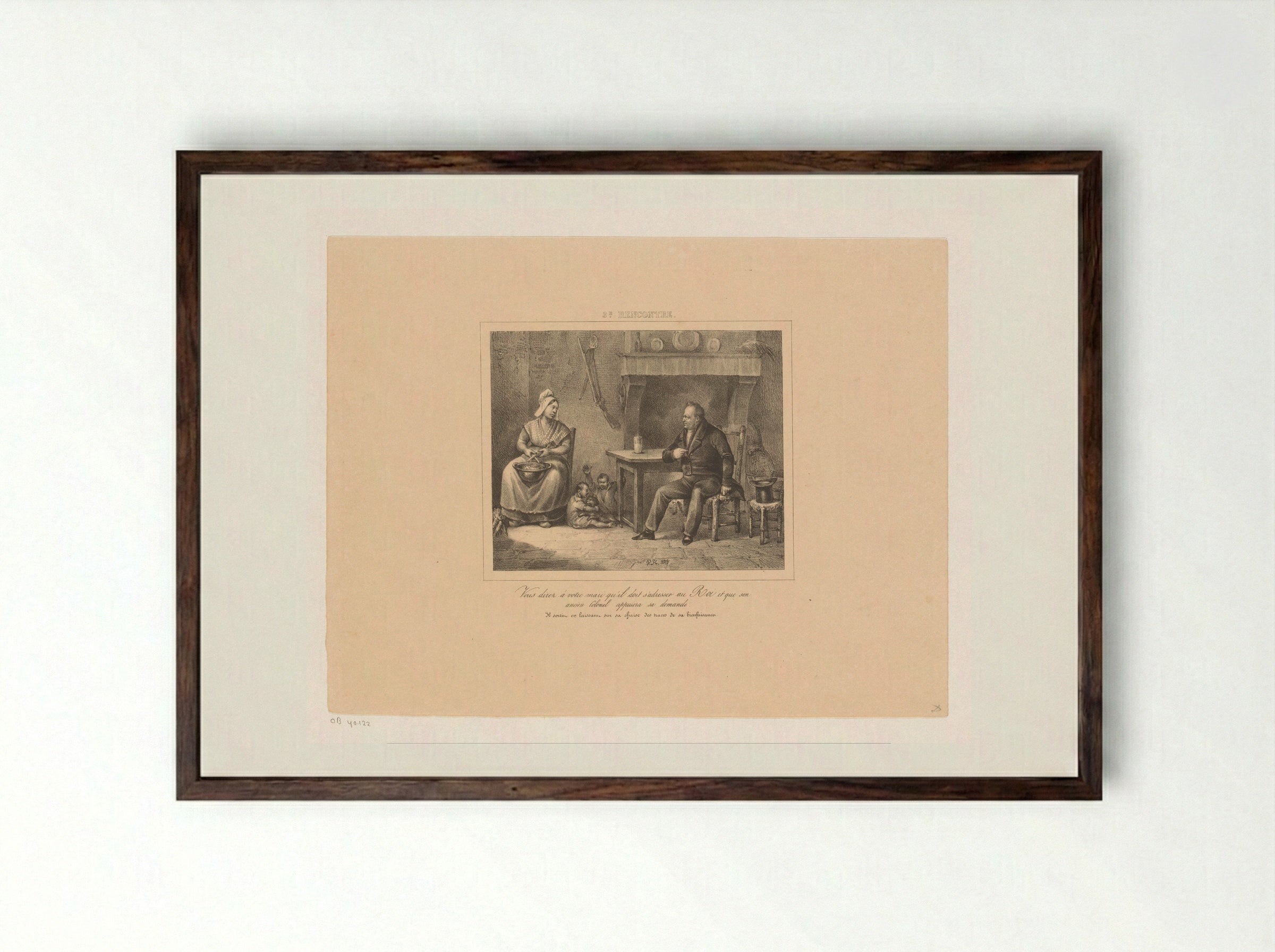 Koning Willem I spreekt met een boerin - Jean Baptiste Ambroise Marcellin Jobard - Framed Print Dark Wood