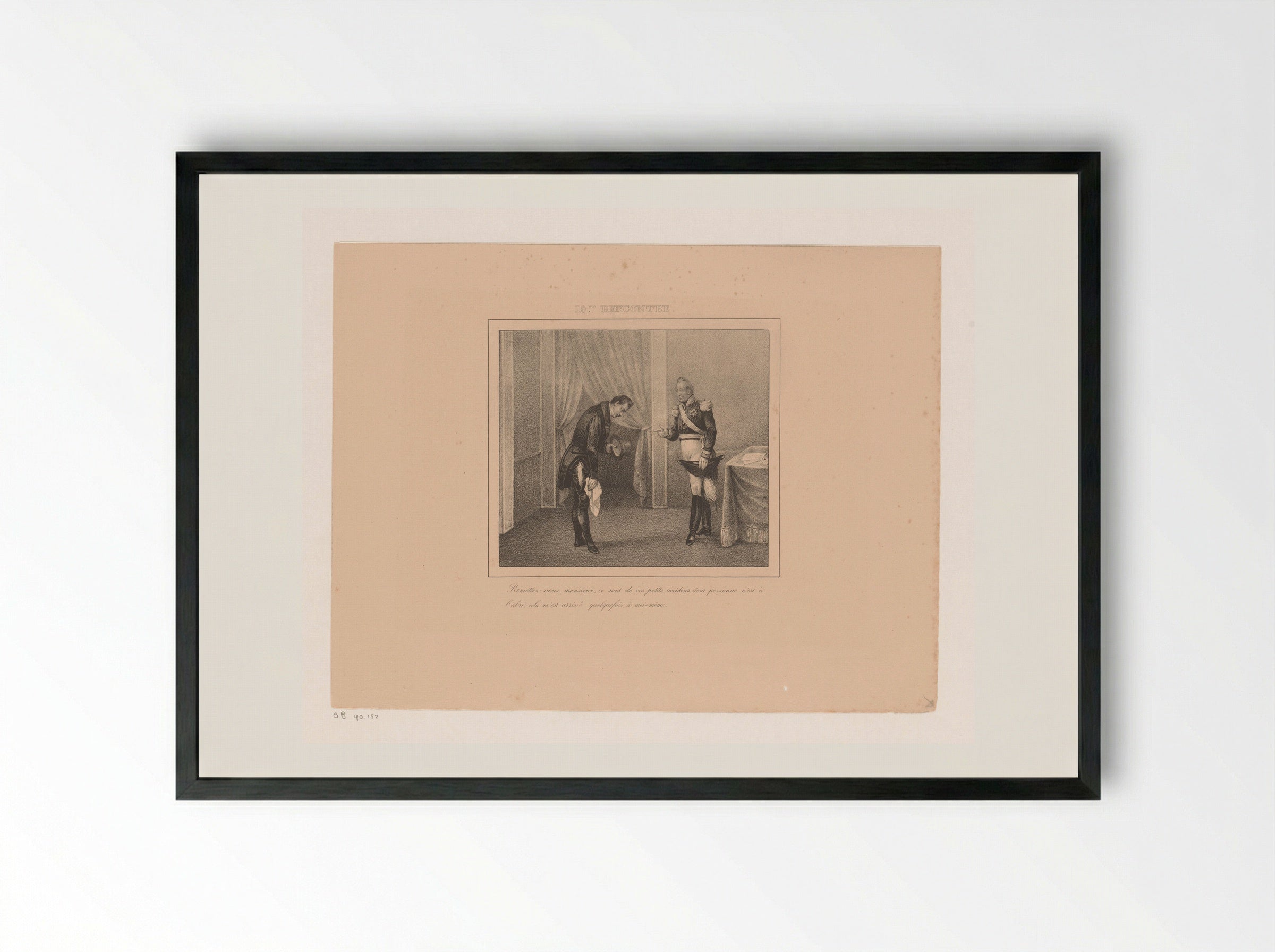 Koning Willem I stelt een man met gescheurde broek gerust - Jean Baptiste Ambroise Marcellin Jobard - Framed Print Black