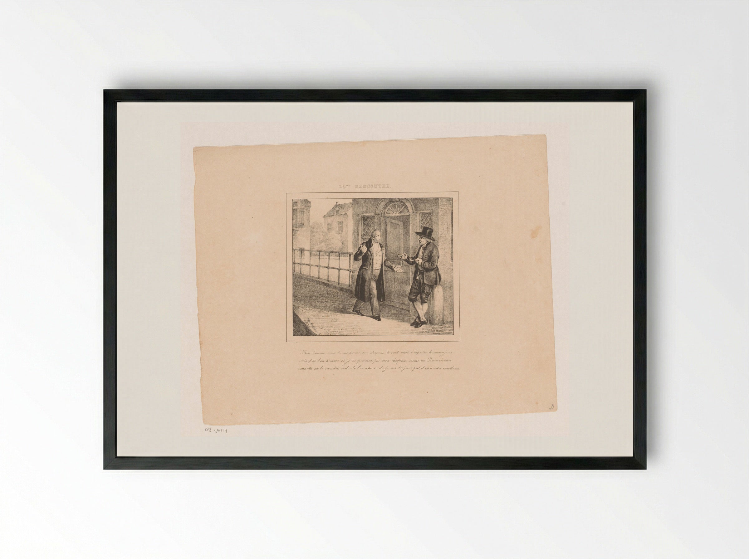 Koning Willem I vraagt een hoed te leen - Jean Baptiste Ambroise Marcellin Jobard - Framed Print Black