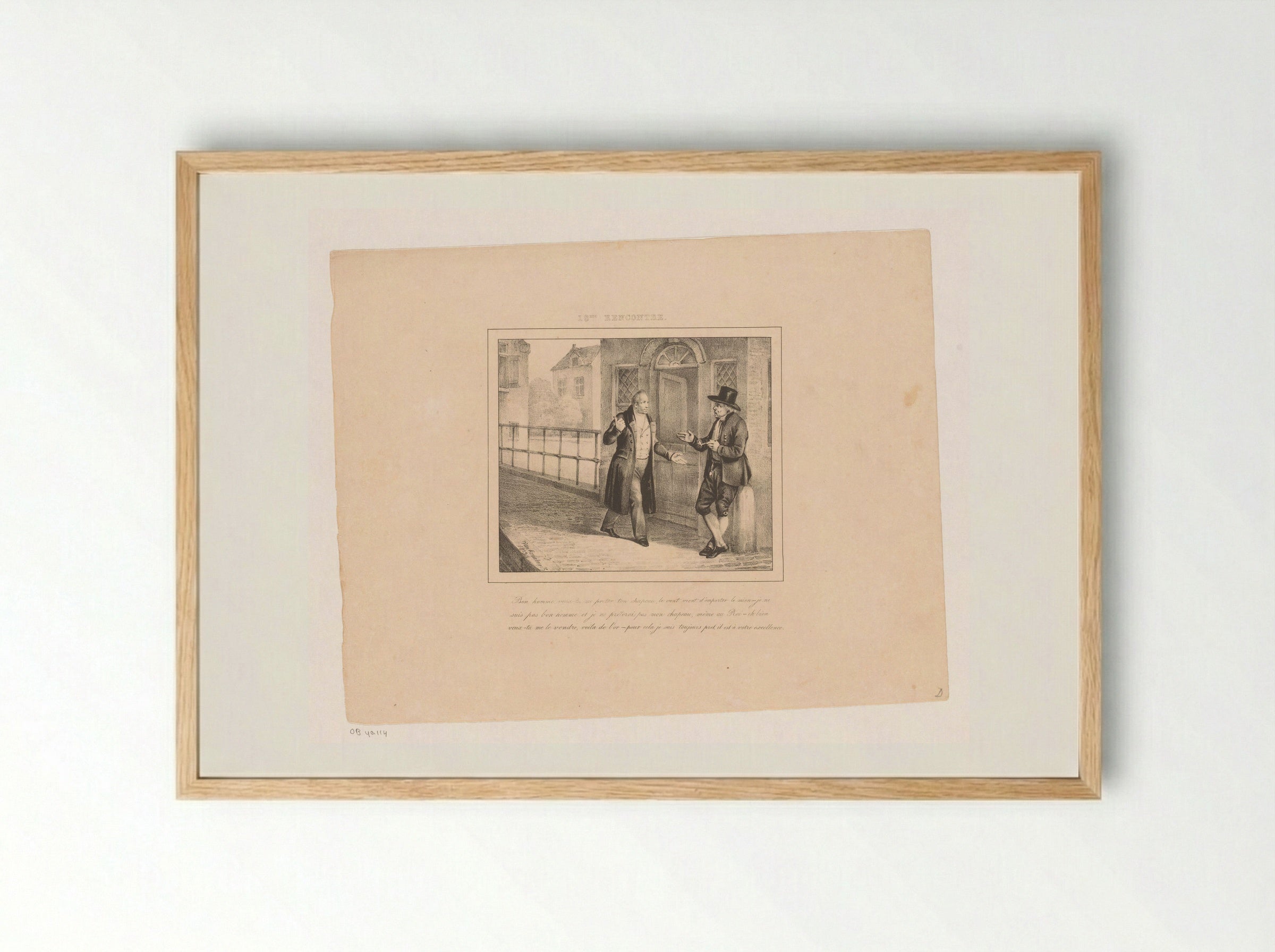 Koning Willem I vraagt een hoed te leen - Jean Baptiste Ambroise Marcellin Jobard - Framed Print Wood