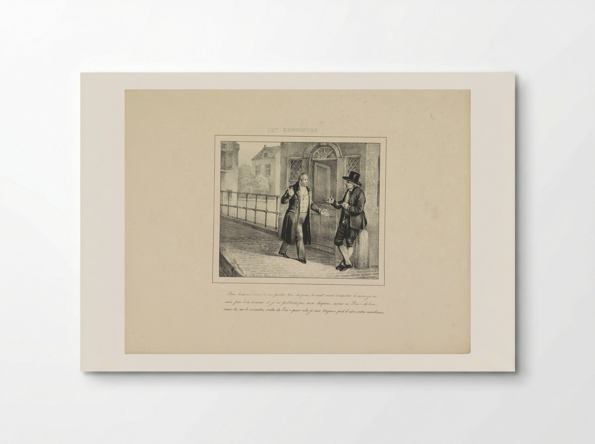 Koning Willem I vraagt een hoed te leen - Jean Baptiste Ambroise Marcellin Jobard - Poster